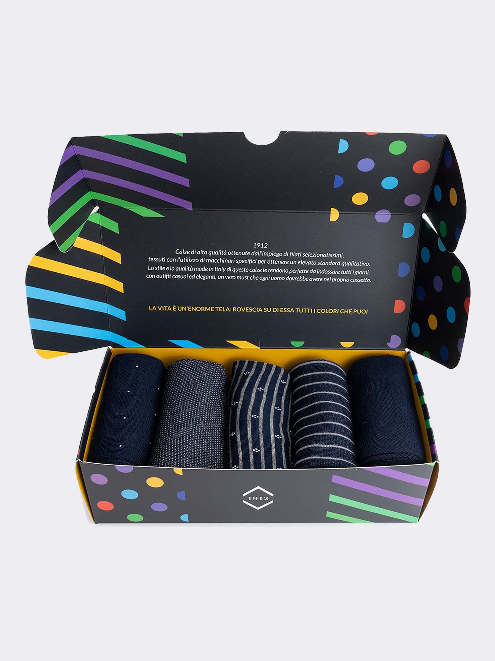 Elegante Geschenkbox 3 Paar gemusterte Herrensocken - Frische Baumwolle Made in Italy - Perfekte Geschenkidee - Image 2