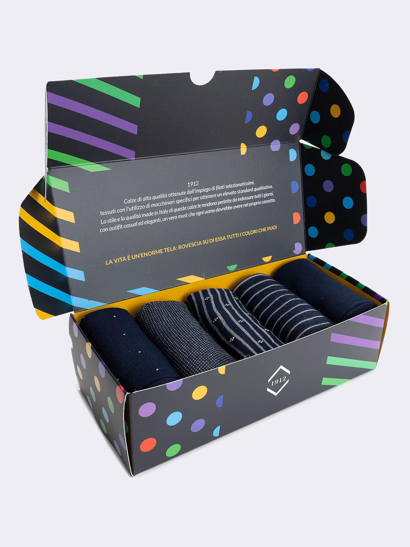 Elegante Geschenkbox 3 Paar gemusterte Herrensocken - Frische Baumwolle Made in Italy - Perfekte Geschenkidee - Image 3