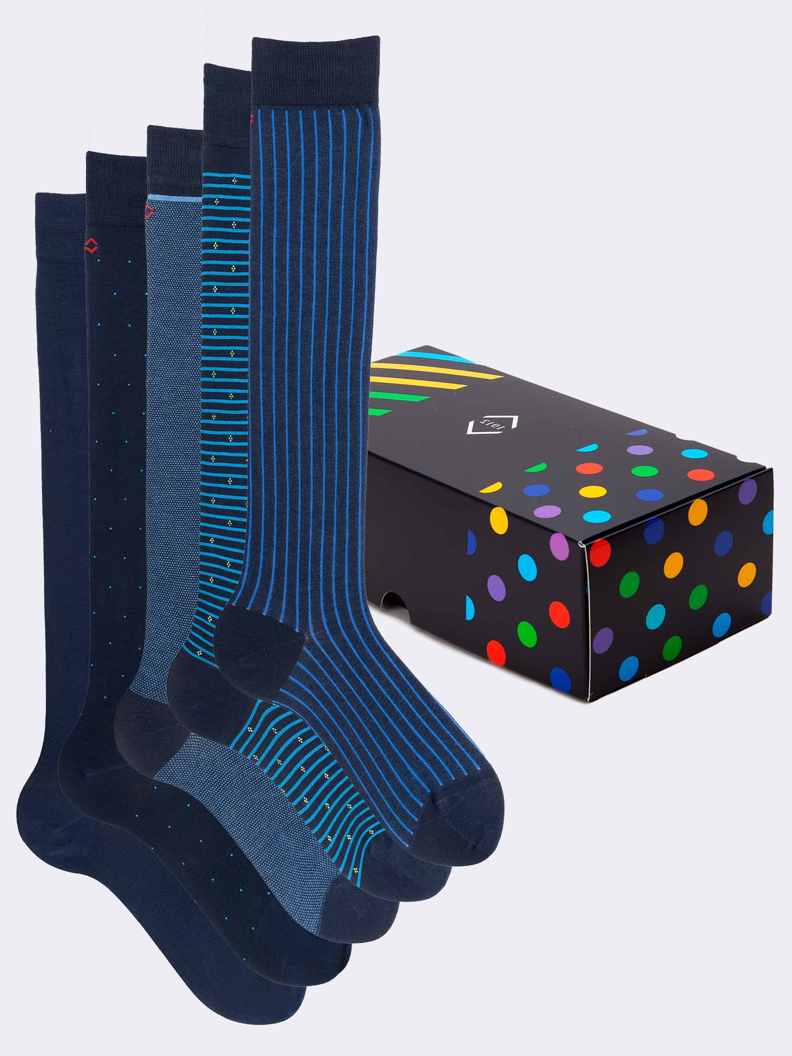 Elegante Geschenkbox 5 Paar gemusterte Herrensocken - Frische Baumwolle Made in Italy - Perfekte Geschenkidee - Image 1