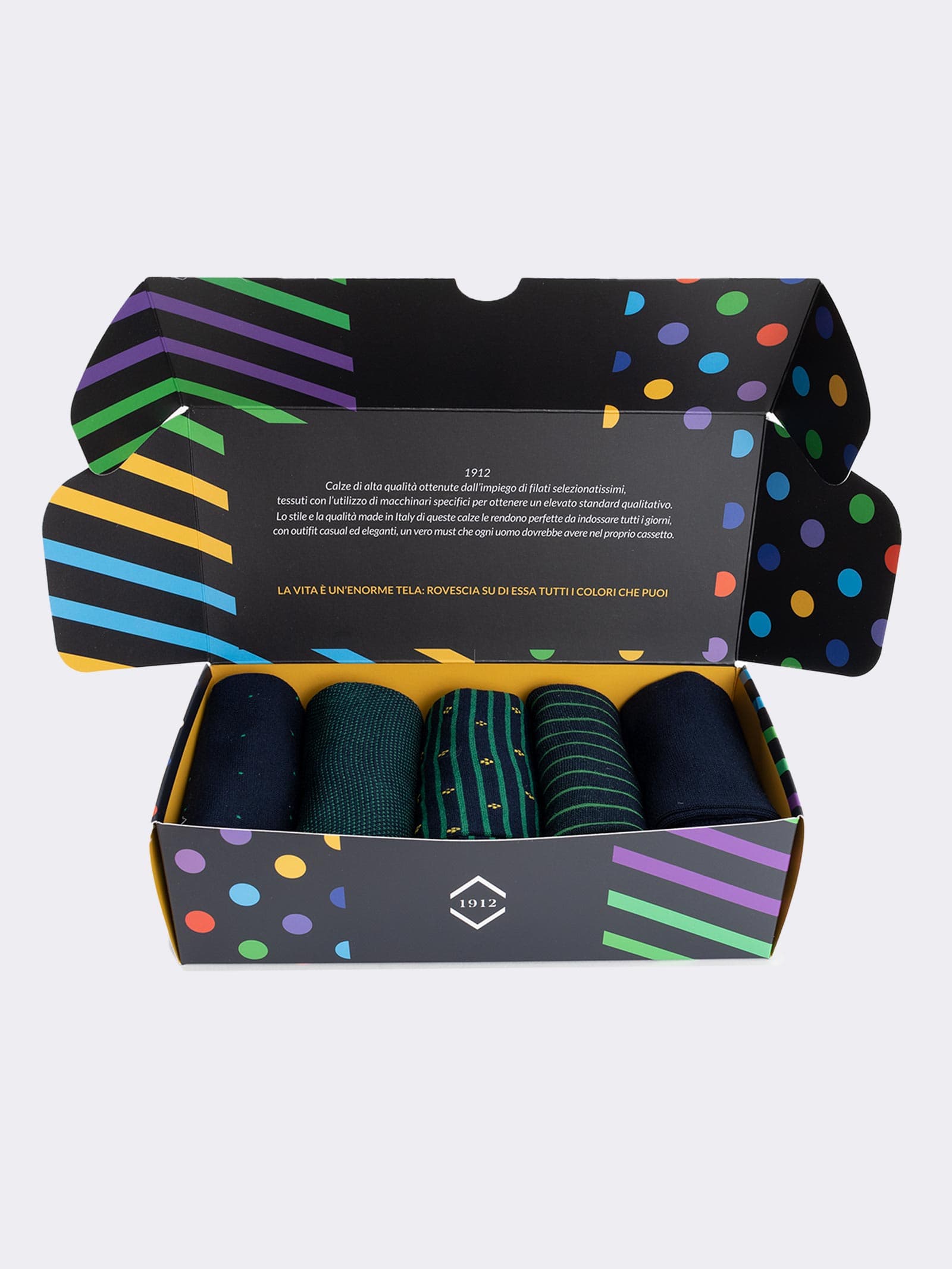 Elegante Geschenkbox 5 Paar gemusterte Herrensocken - Frische Baumwolle Made in Italy - Perfekte Geschenkidee - Image 2