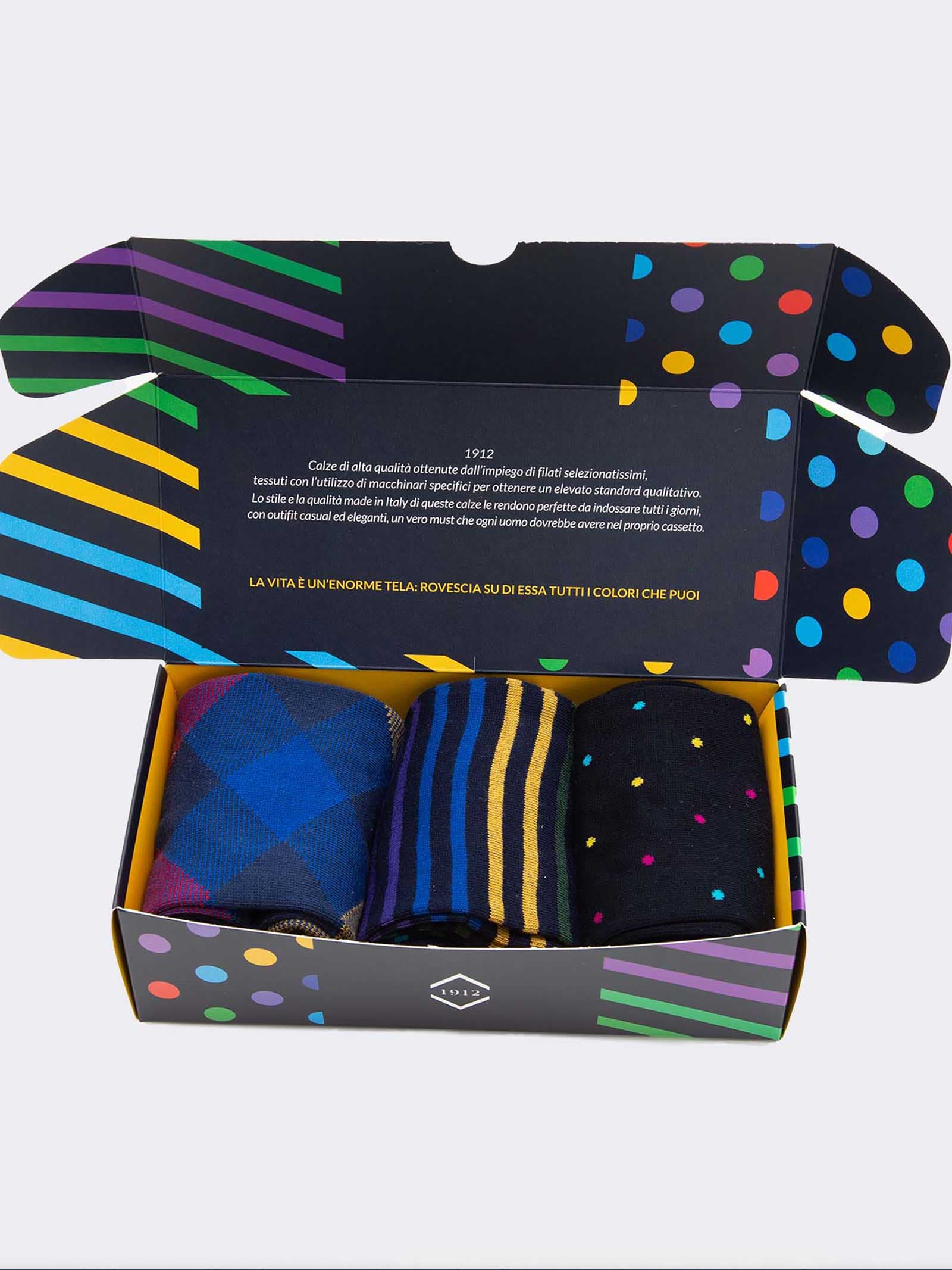 Geschenkpackung 3 Paar geometrisch gemusterte Socken für Männer - Geschenkidee Made in Italy - Image 2