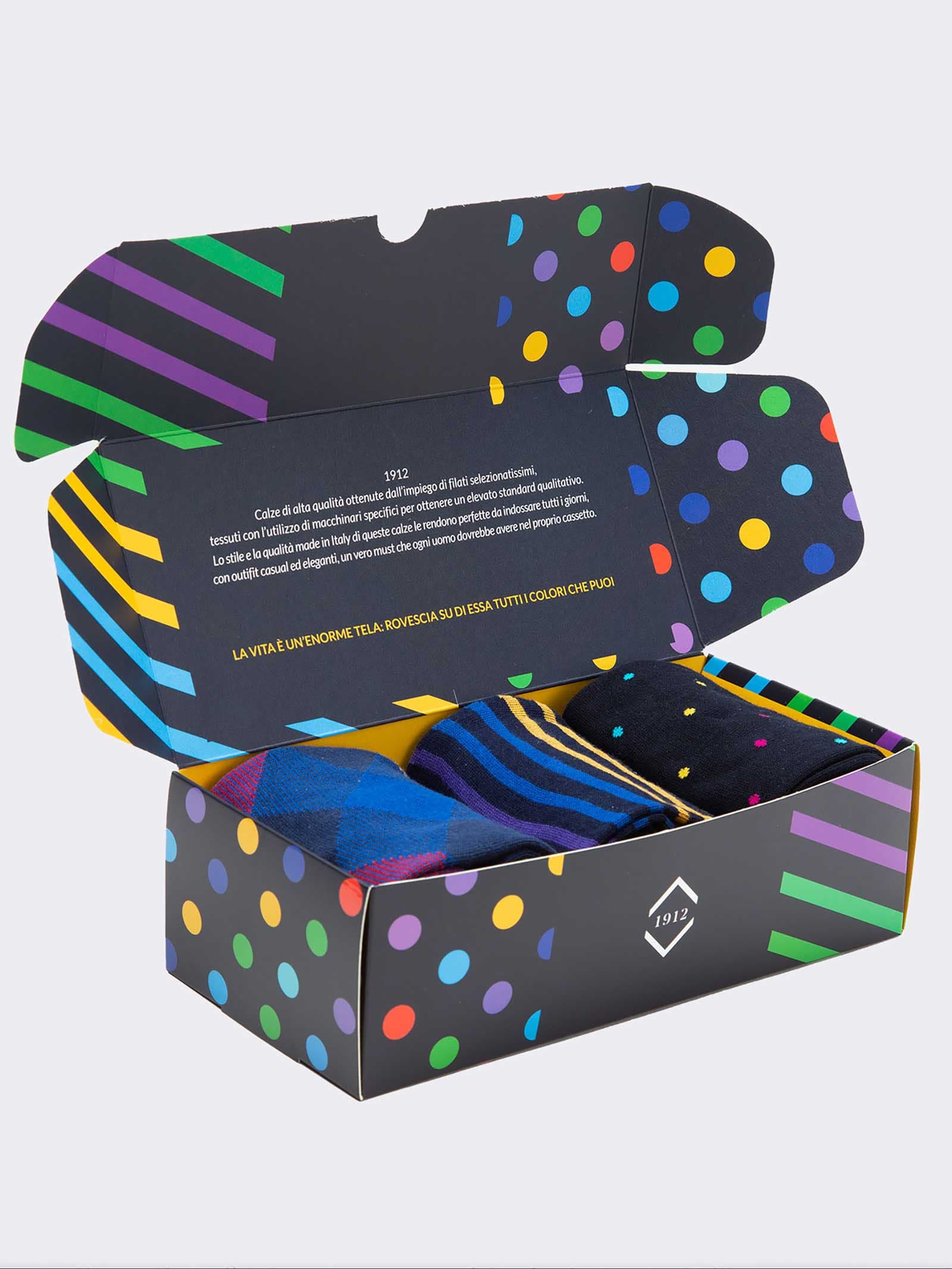 Geschenkpackung 3 Paar geometrisch gemusterte Socken für Männer - Geschenkidee Made in Italy - Image 3