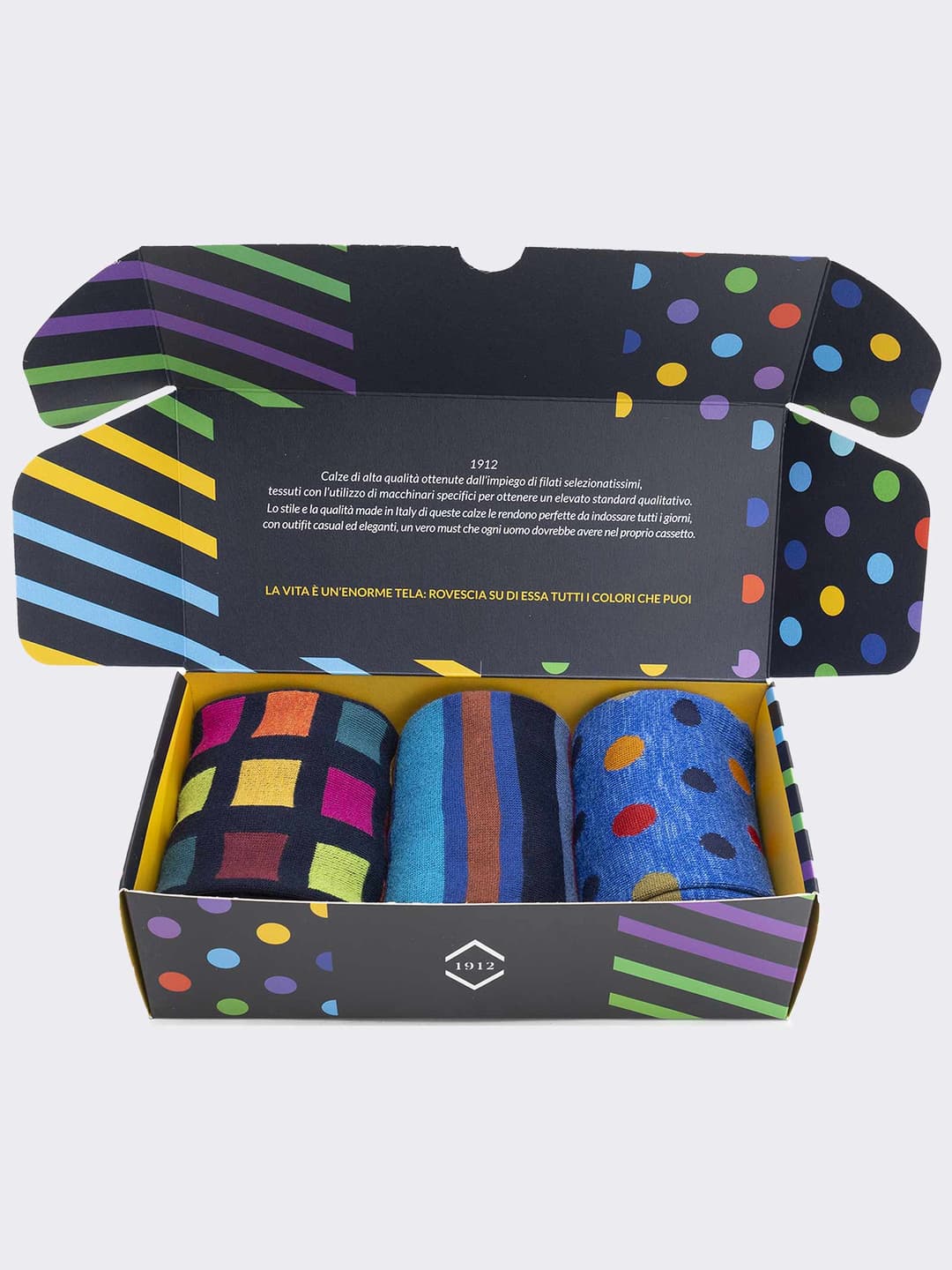 Gift Box 3 Pairs Men's Warm Cotton Fantasy Socks - Gift Idea Made in Italy