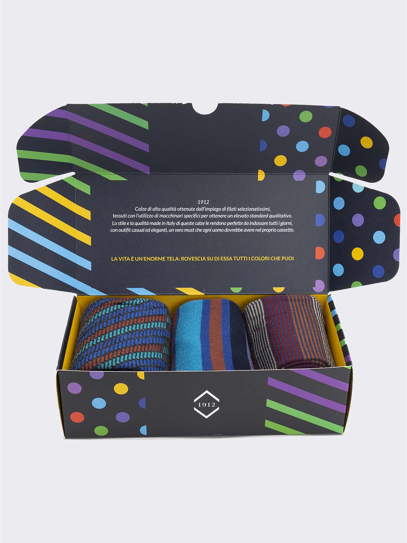 Geschenkpackung 3 Paar Herren Socken aus warmer Baumwolle - Geschenkidee Made in Italy - Image 2