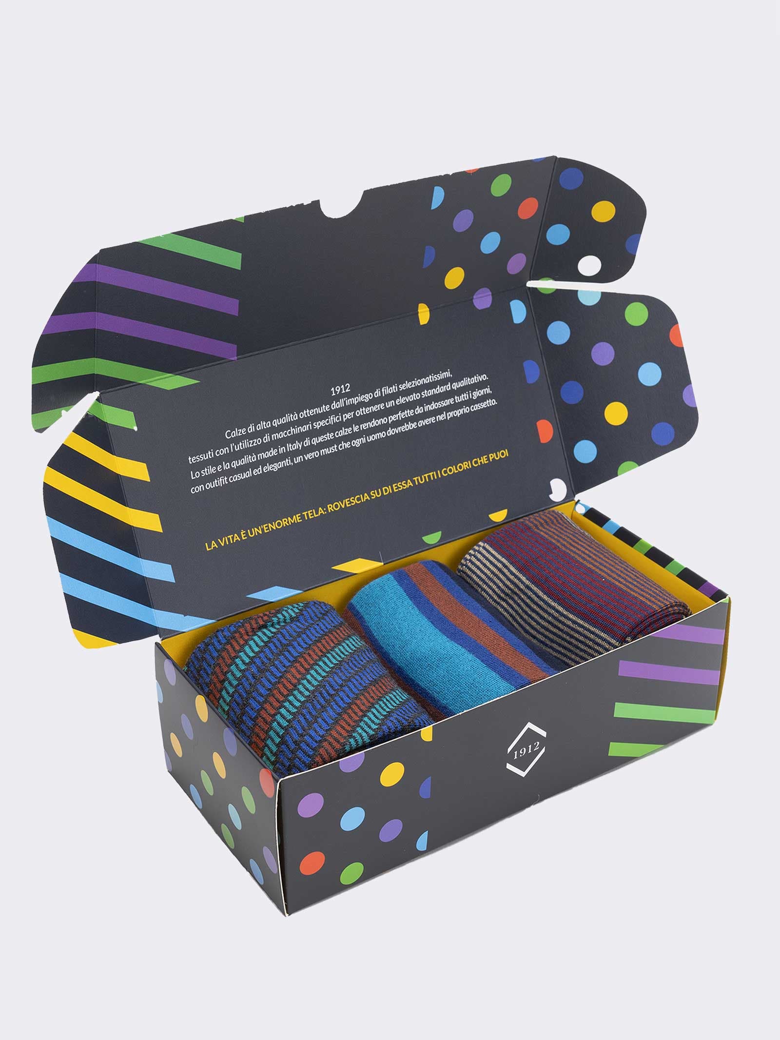 Geschenkpackung 3 Paar Herren Socken aus warmer Baumwolle - Geschenkidee Made in Italy - Image 3
