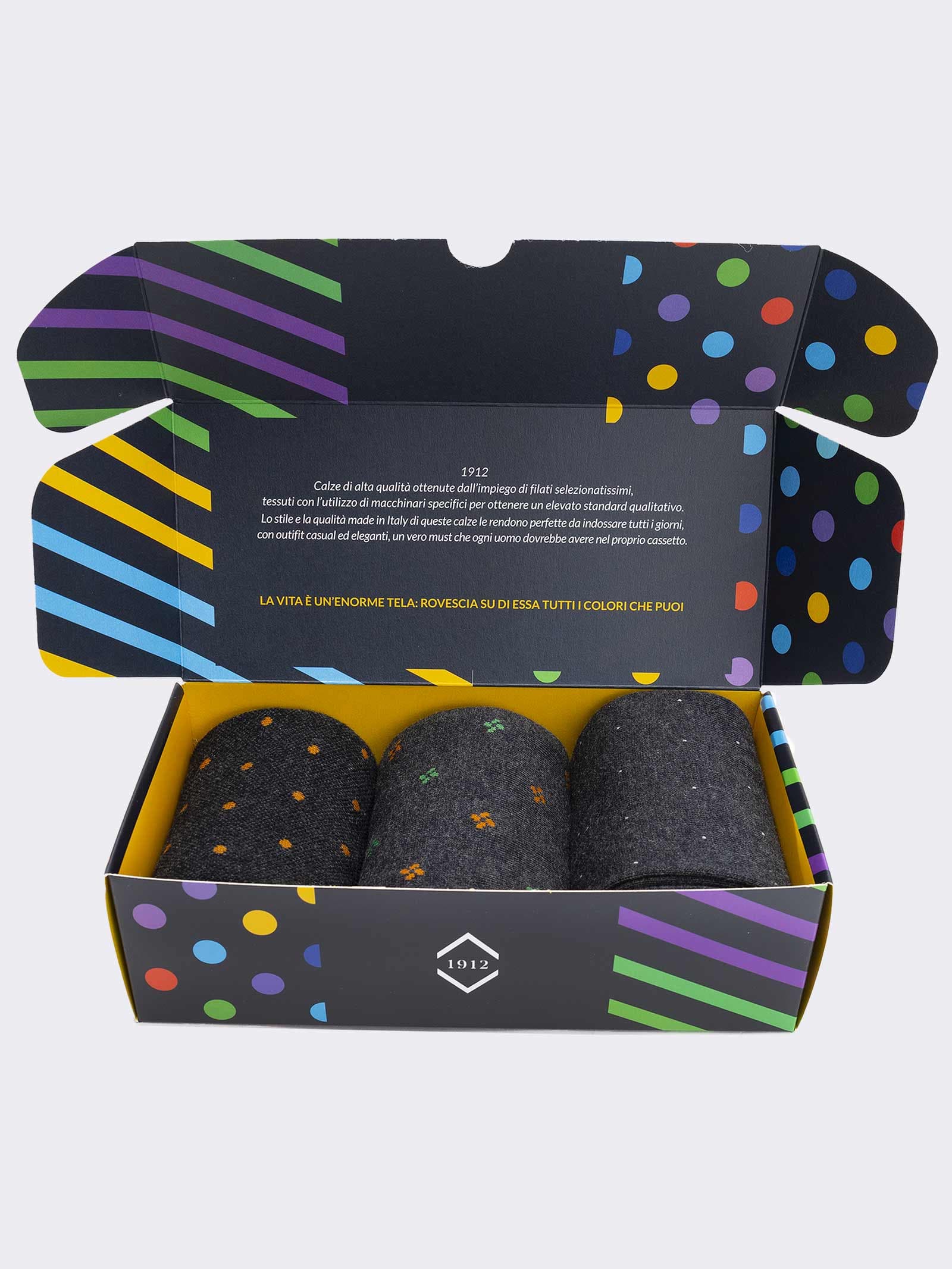 Geschenkpackung 3 Paar Herren Socken aus warmer Baumwolle - Geschenkidee Made in Italy - Image 2