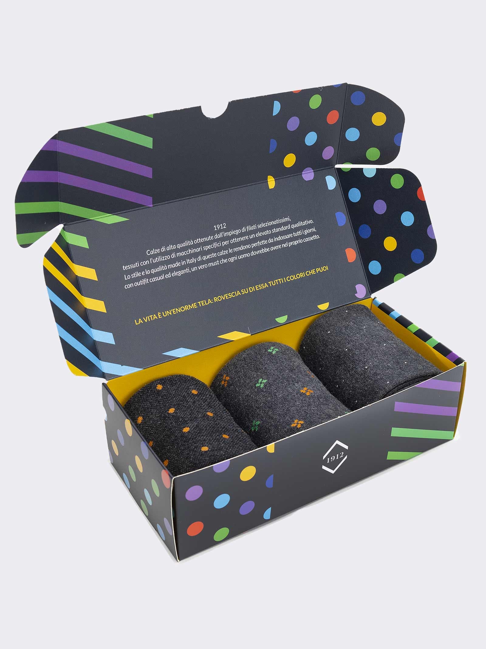 Geschenkpackung 3 Paar Herren Socken aus warmer Baumwolle - Geschenkidee Made in Italy - Image 3