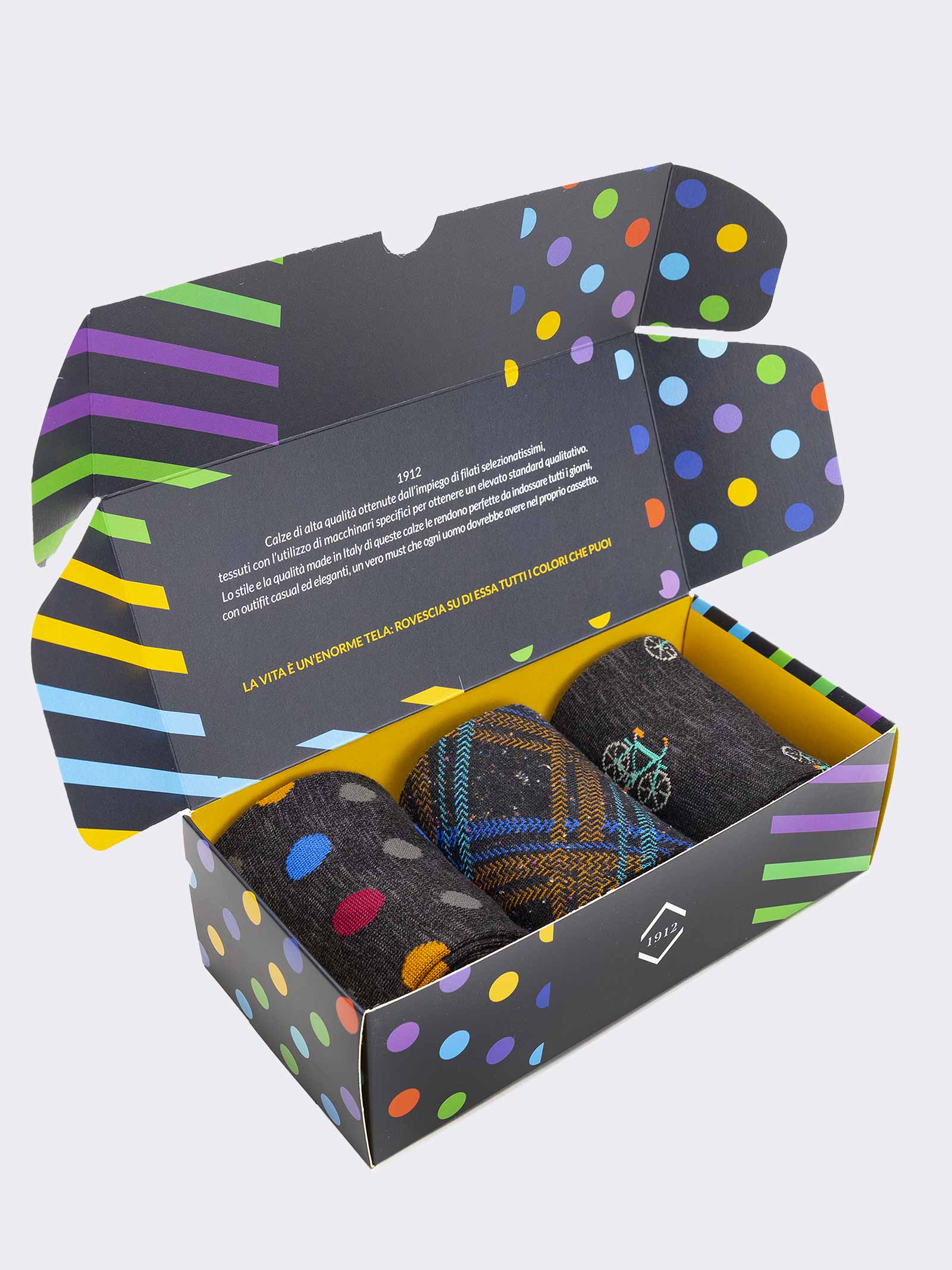 Geschenkpackung 3 Paar Herren Socken aus warmer Baumwolle - Geschenkidee Made in Italy - Image 3