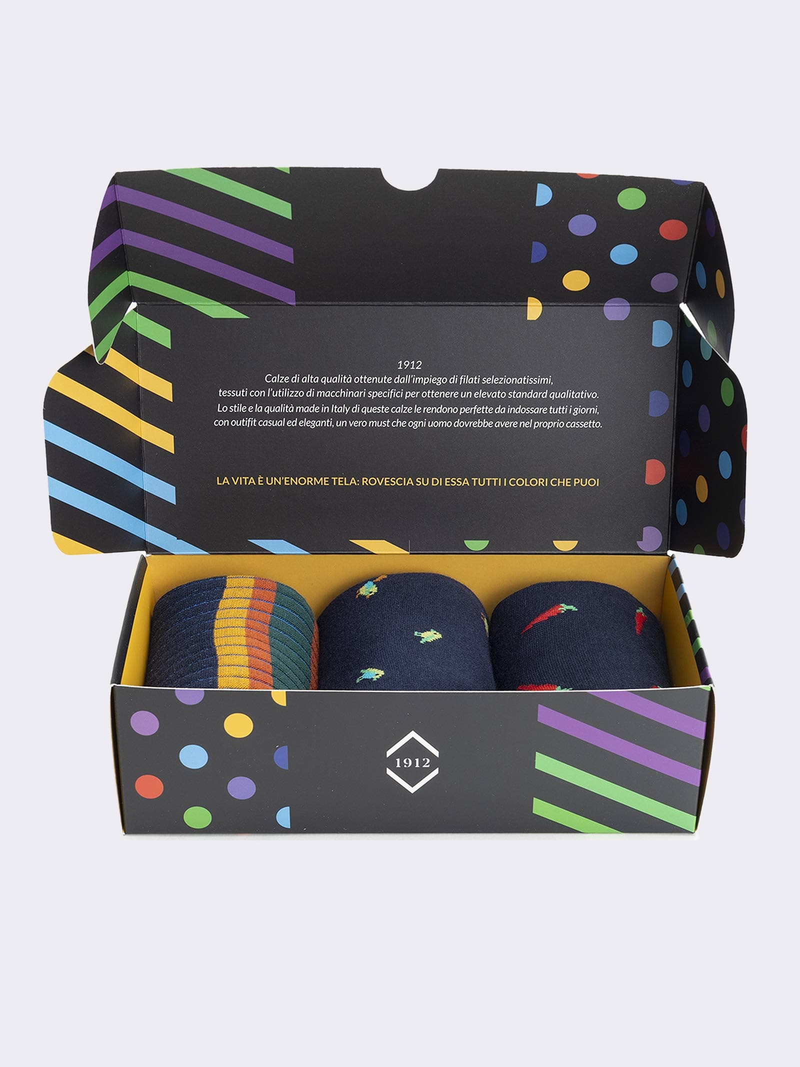 Geschenkpackung 3 Paar gemusterte Socken Blau - Geschenkidee Made in Italy - Image 2