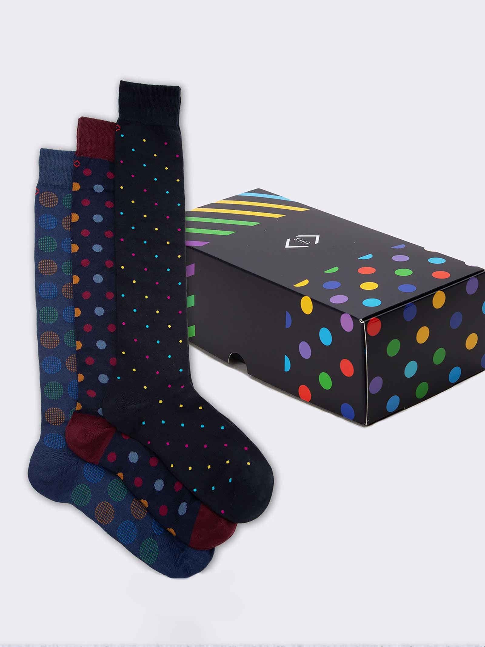Gift box 3 Pairs Polka dot Patterned Socks men - Gift Idea Made in Italy - Image 1