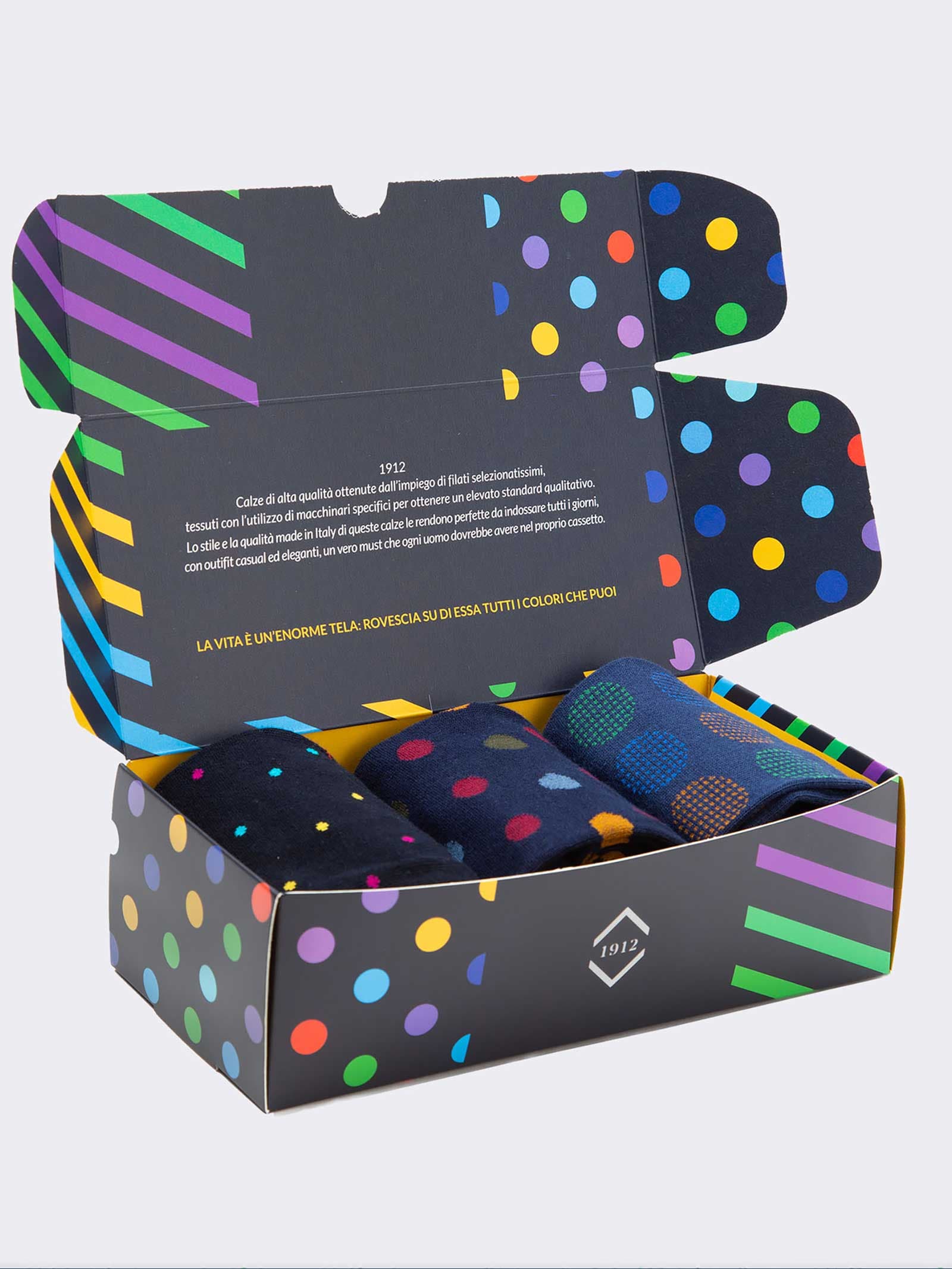 Gift box 3 Pairs Polka dot Patterned Socks men - Gift Idea Made in Italy - Image 3
