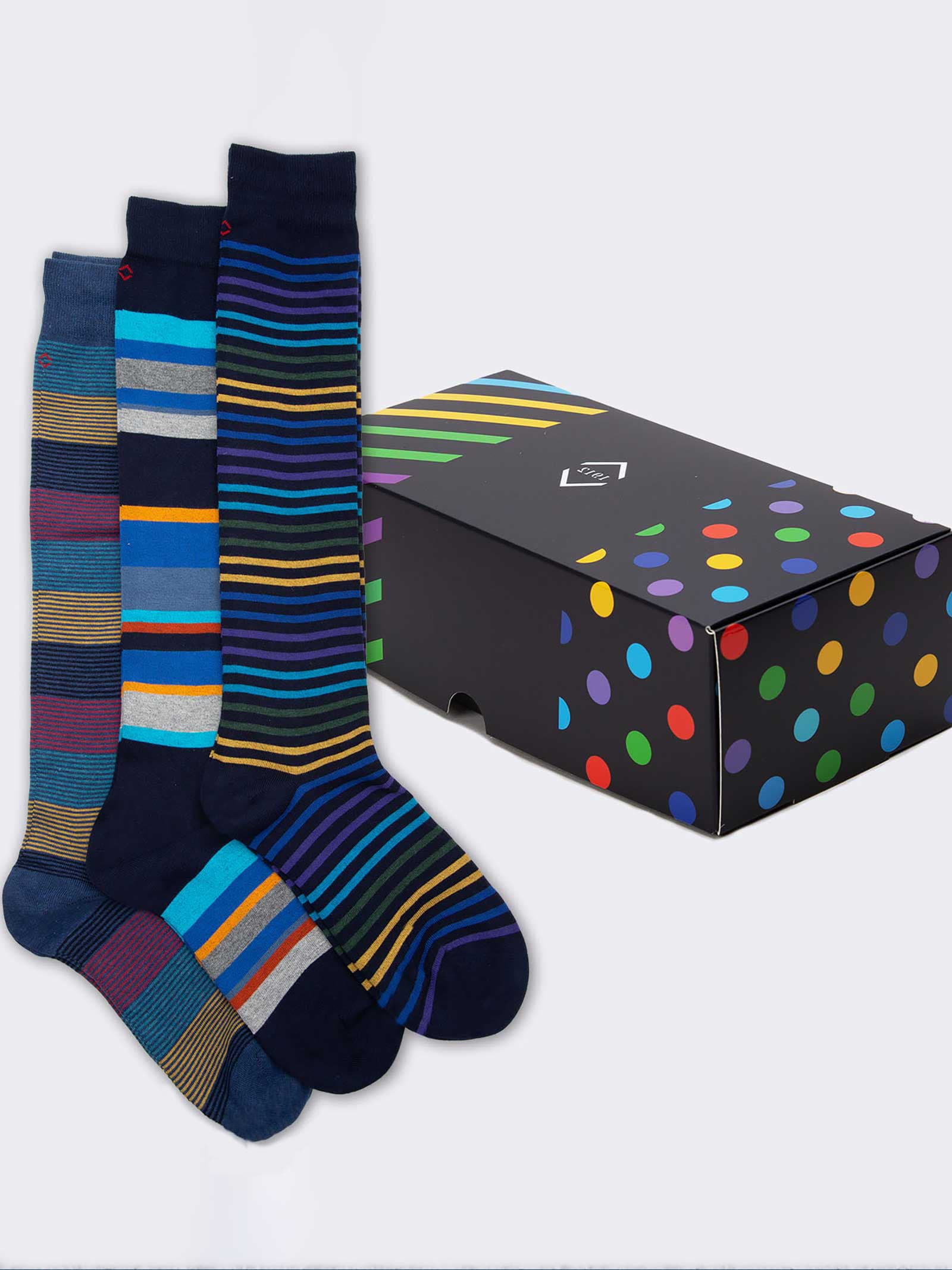 Geschenkpackung 3 Paar gestreifte Socken für Männer - Geschenkidee Made in Italy - Image 1