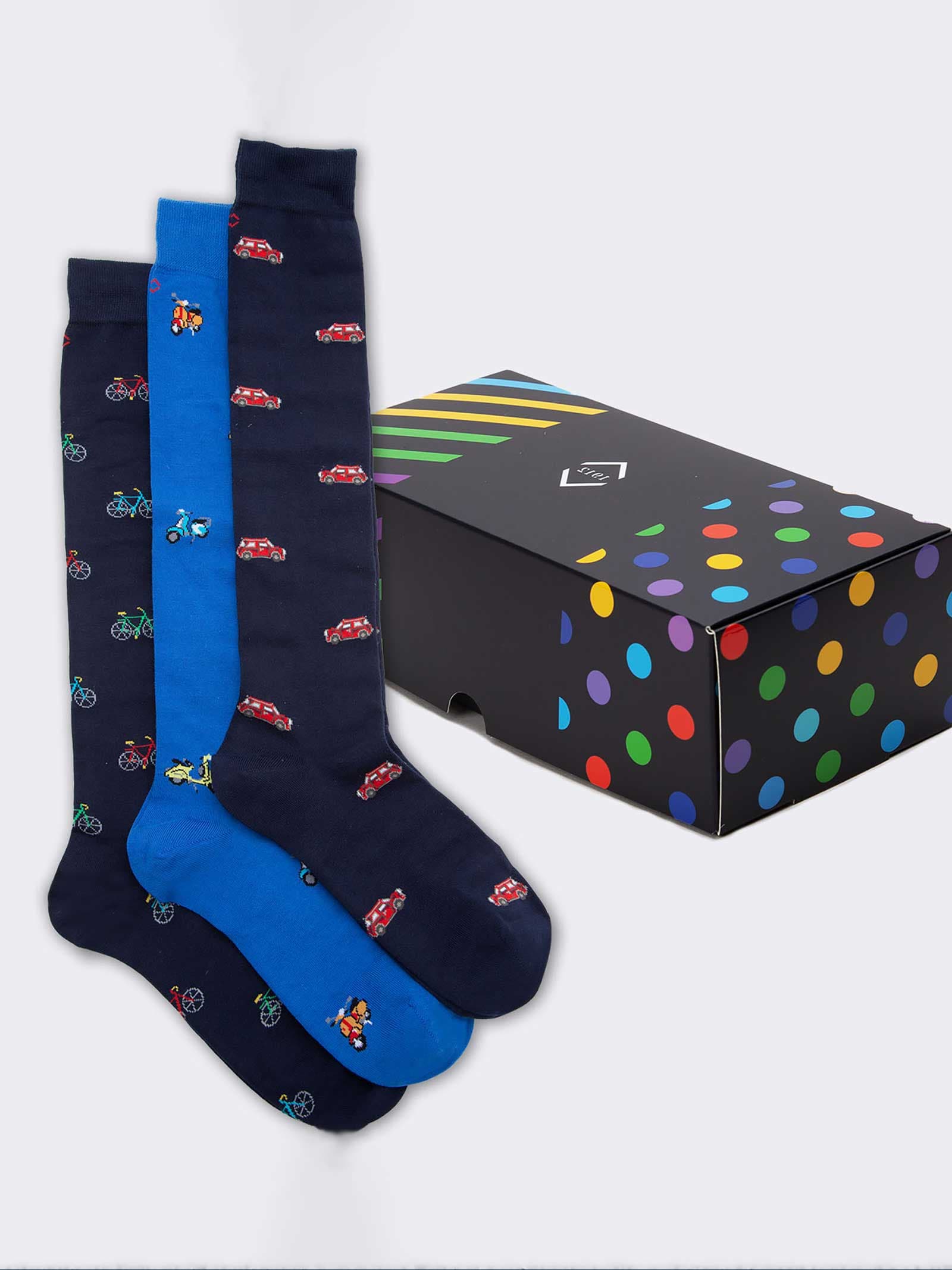 Geschenkpackung 3 Paar Fahrzeugsocken für Männer - Geschenkidee Made in Italy - Image 1