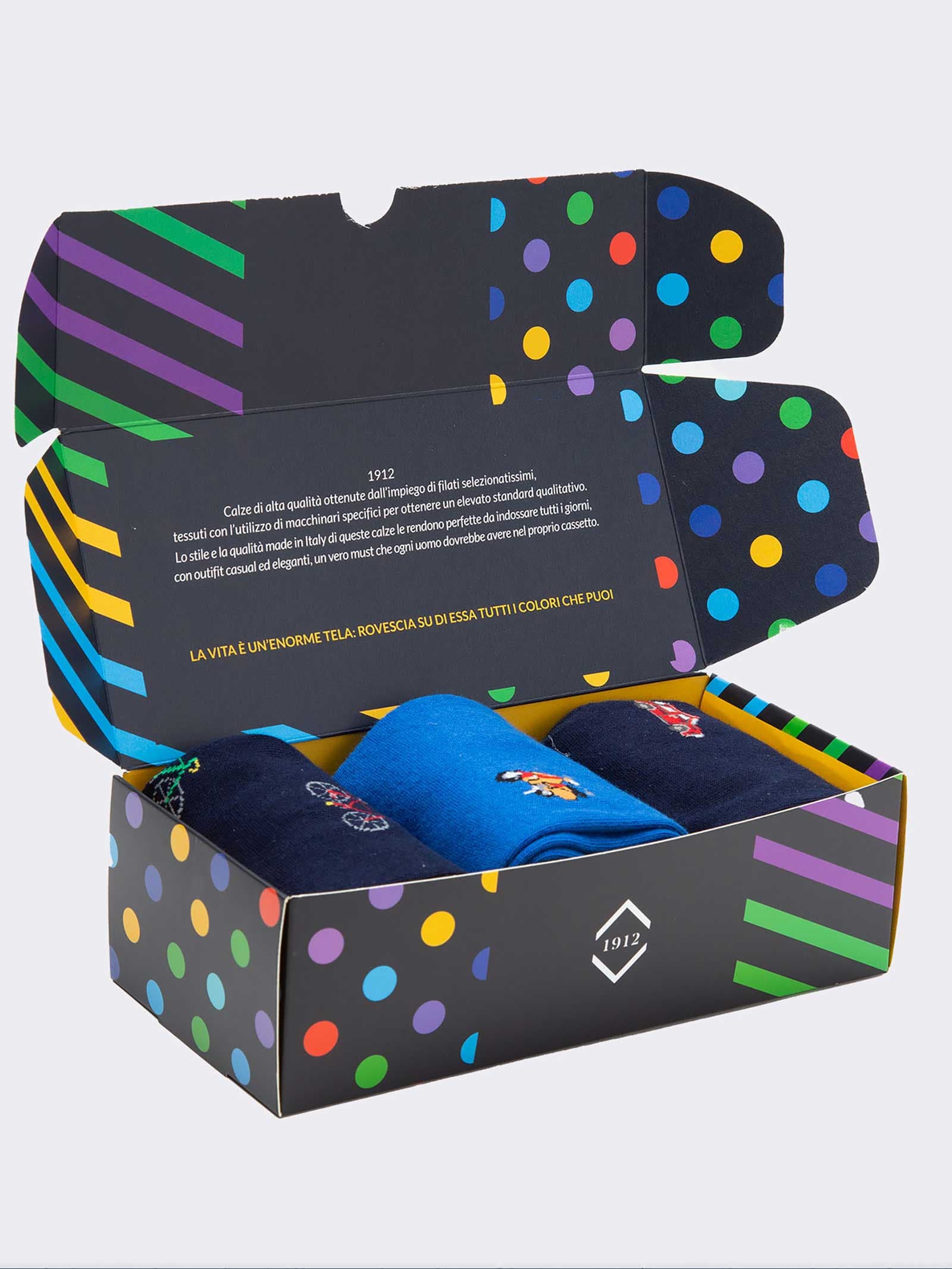 Geschenkpackung 3 Paar Fahrzeugsocken für Männer - Geschenkidee Made in Italy - Image 3