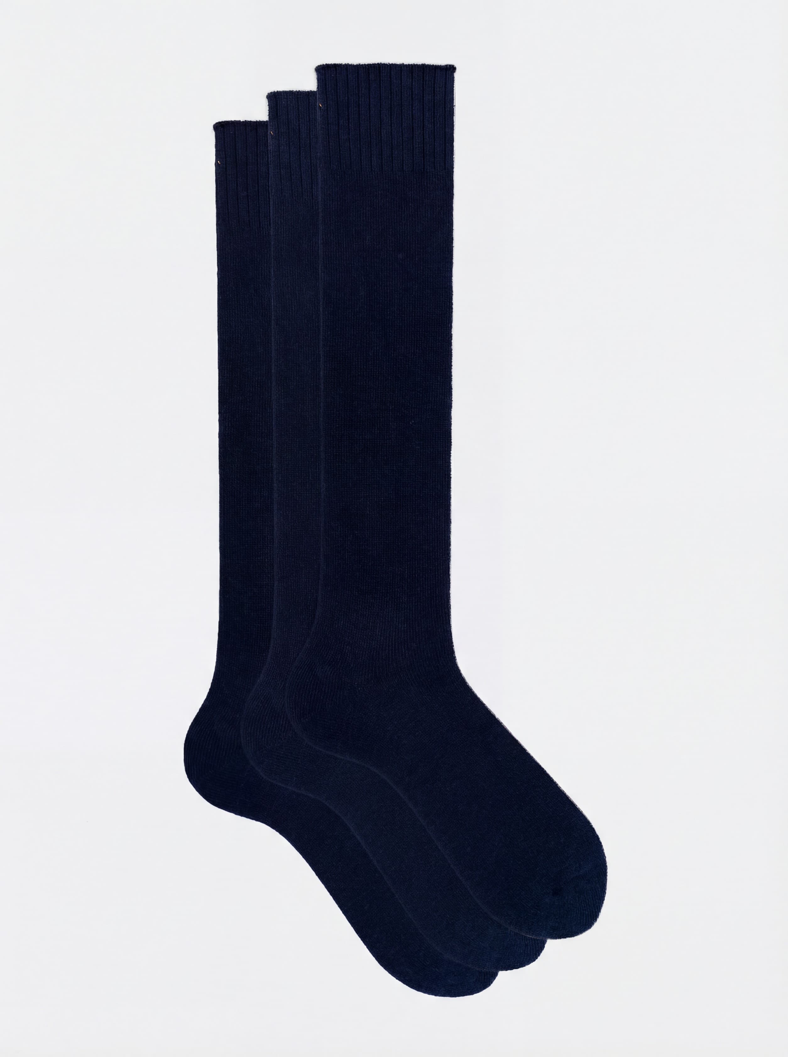 Gift box 3 Pairs Long Solid Color Cashmere Blend Socks - Image 1