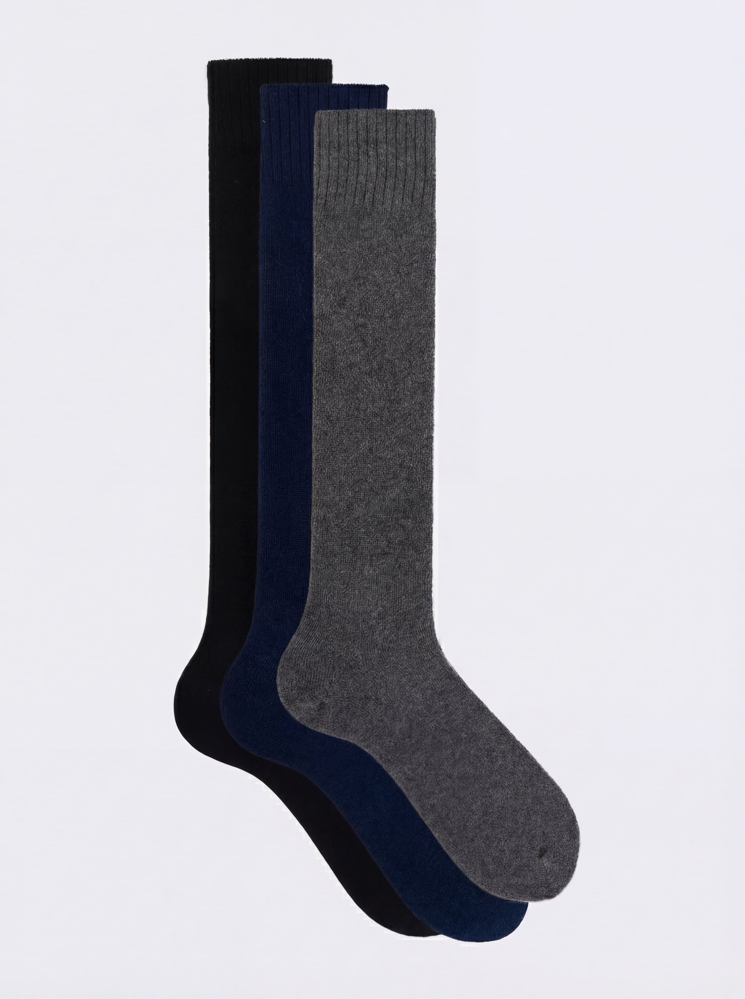 Gift box 3 pairs Long Solid Color Cashmere Blend Socks - Image 1