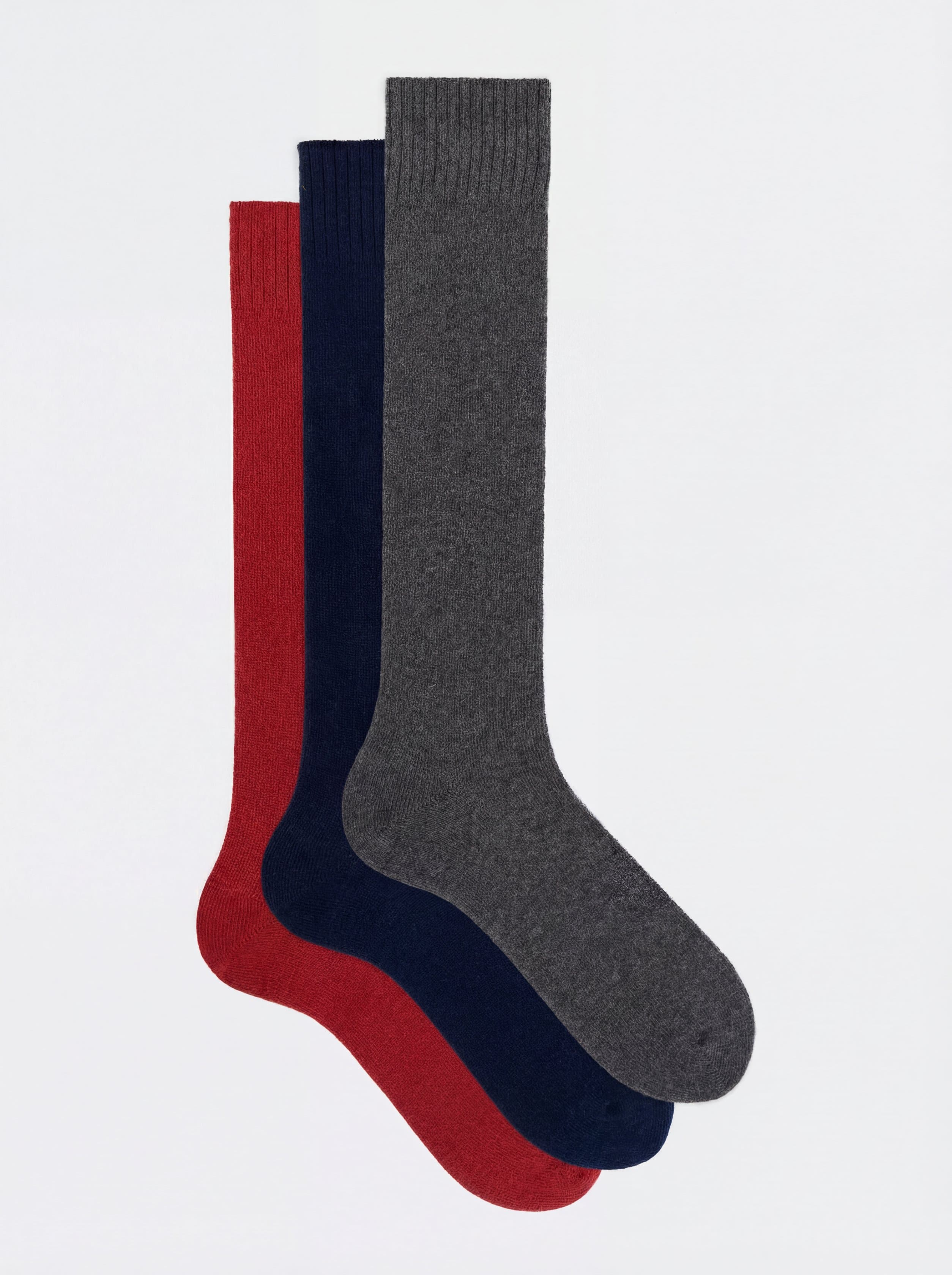 Geschenkbox 3 Paar Lange einfarbige Socken Kaschmir-Mischung - Image 1