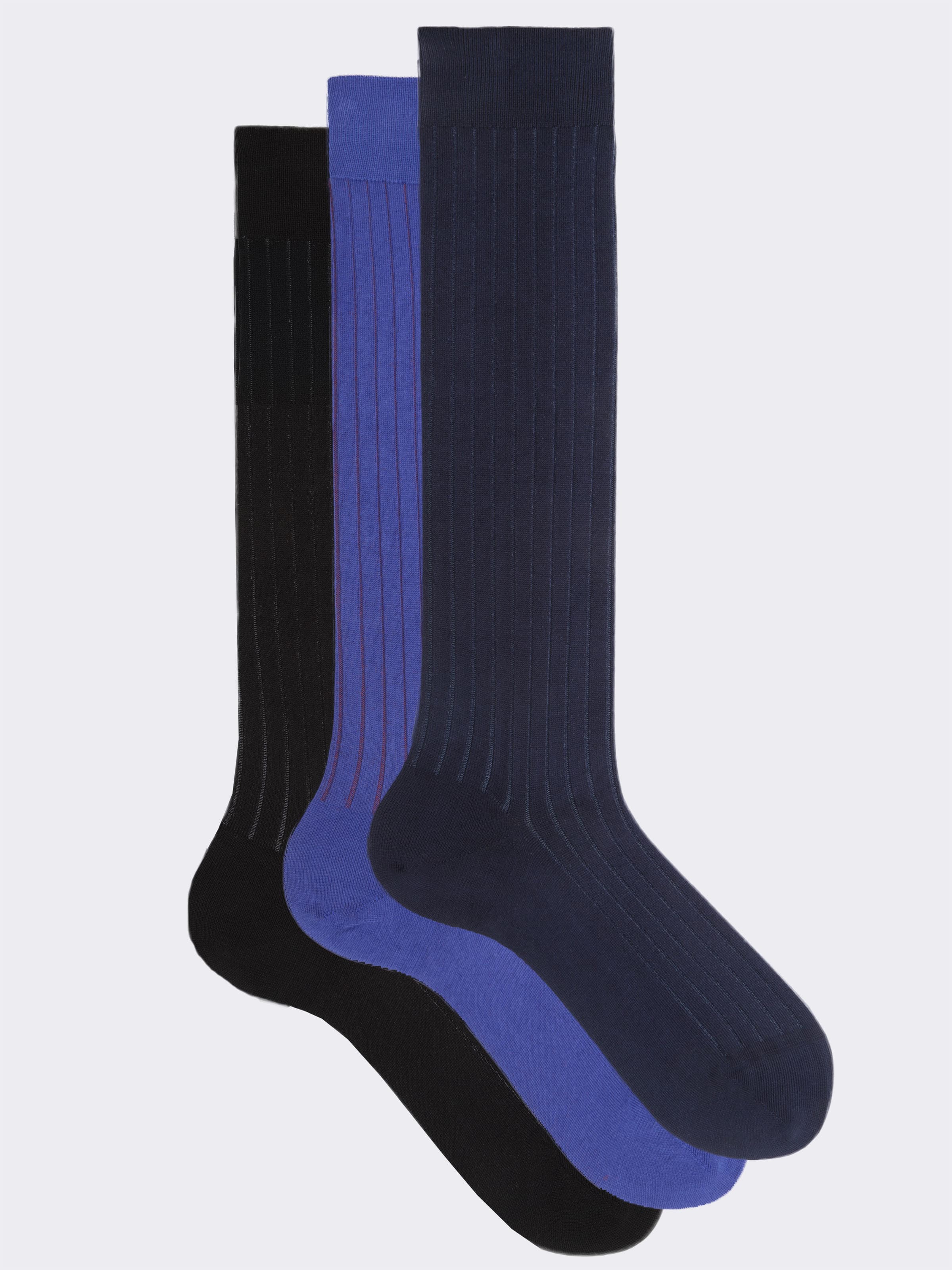 Geschenkbox mit 3 Paar langen Venisè Socken aus warmem Baumwollstoff - Hergestellt in Italien