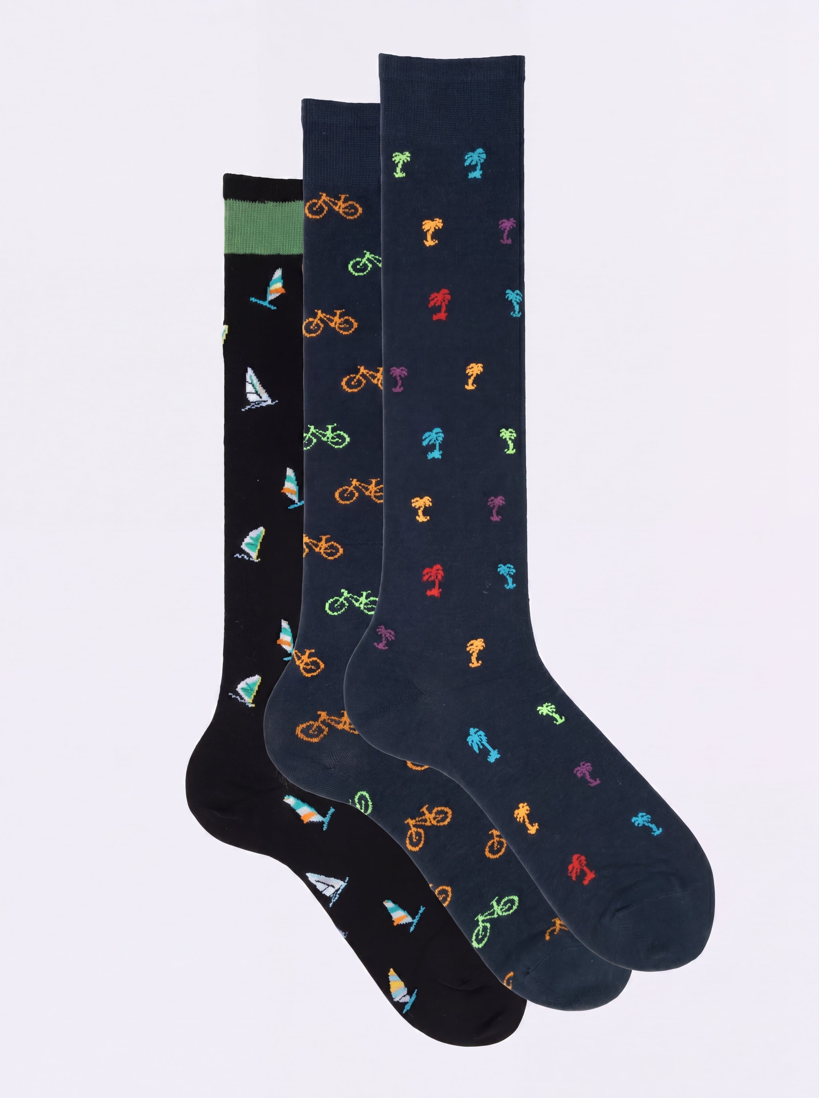 Gift box 3 Pairs Long Knee-High Socks Summer Patterns - Image 1