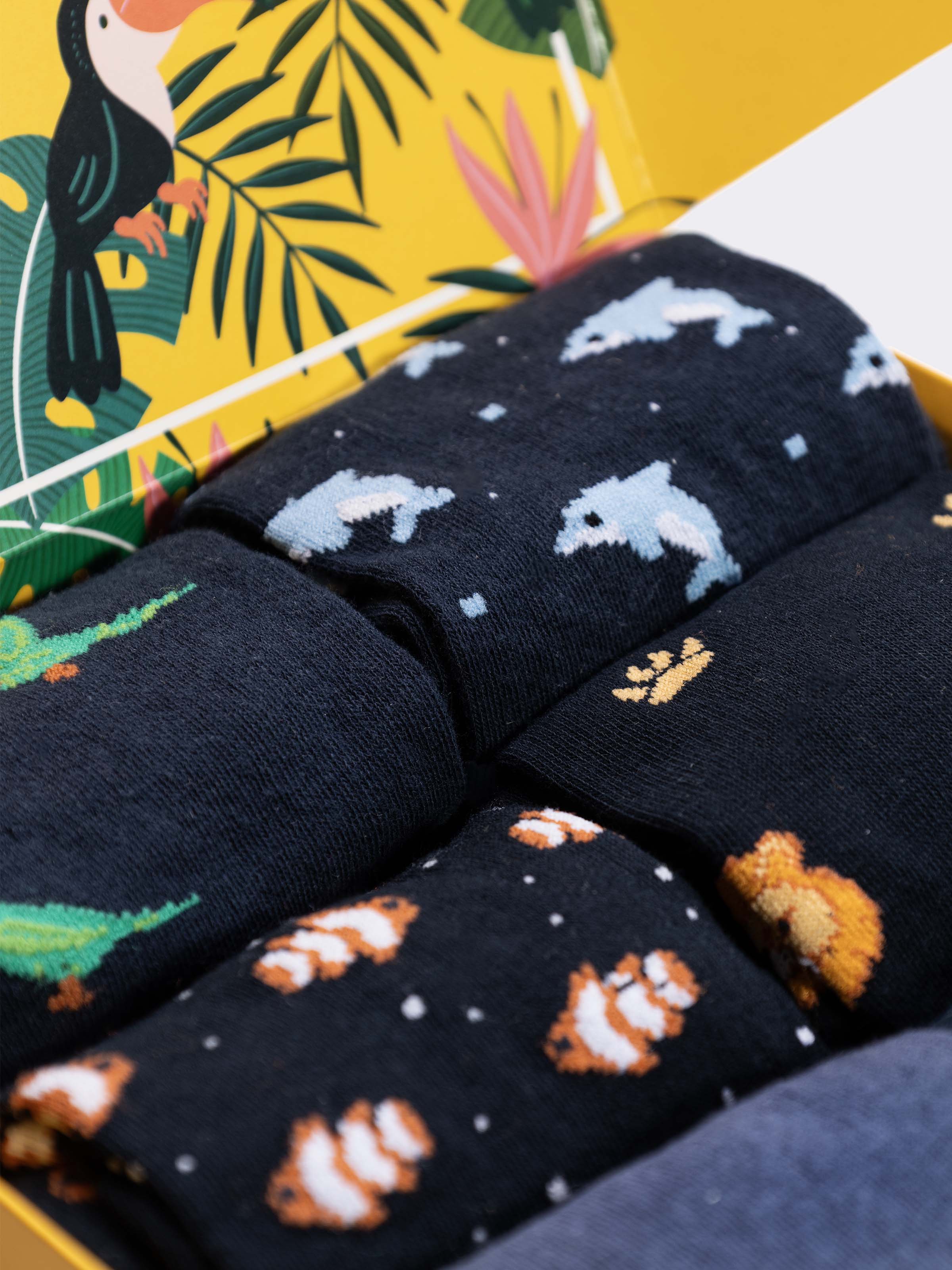 Geschenkbox Herren Warme Baumwollsocken, 6 Paar mit Tiermotiven - Image 4