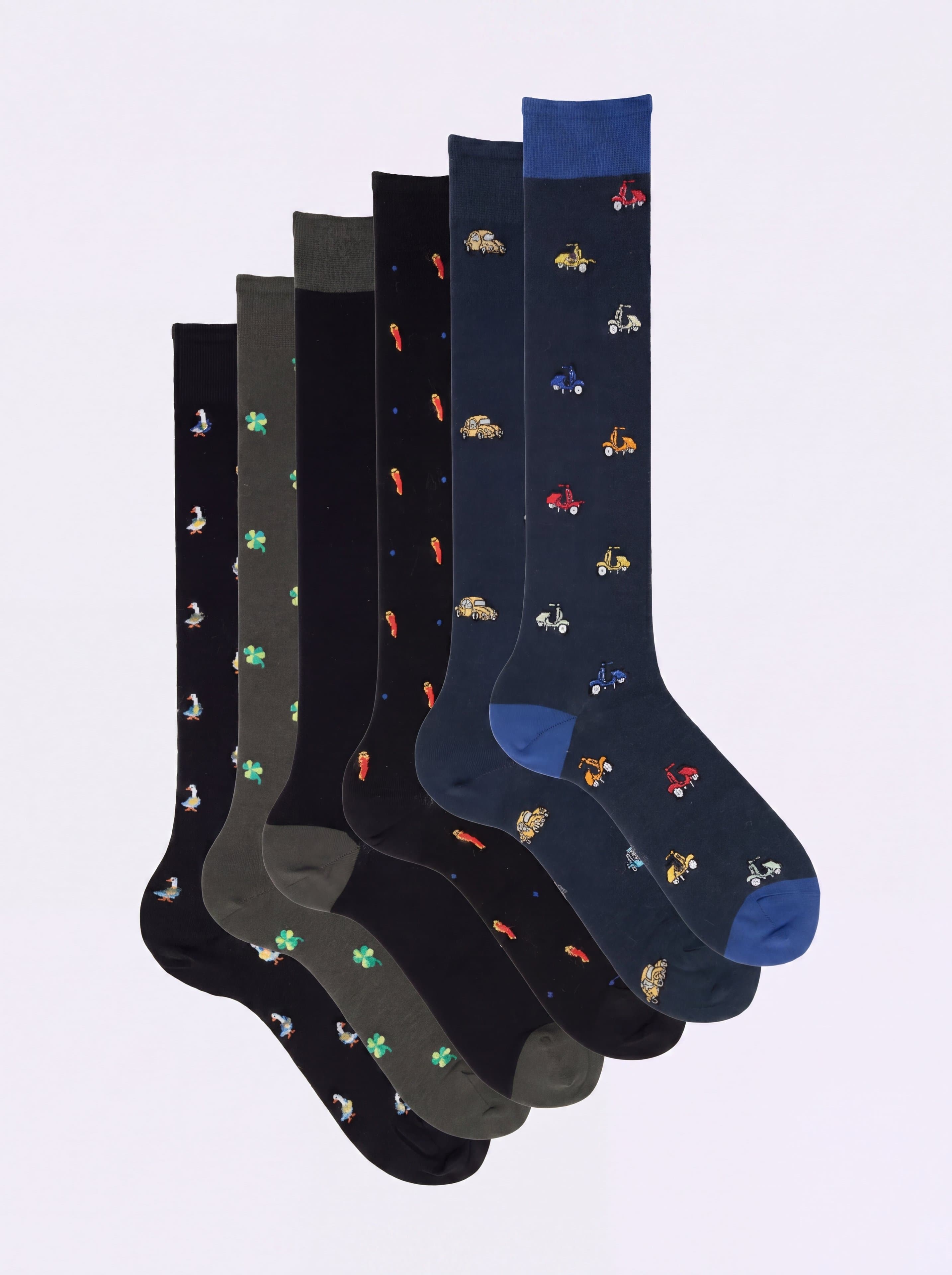 Gift box 6 Pairs Knee-High Cotton Socks with fun Patterns - Image 1