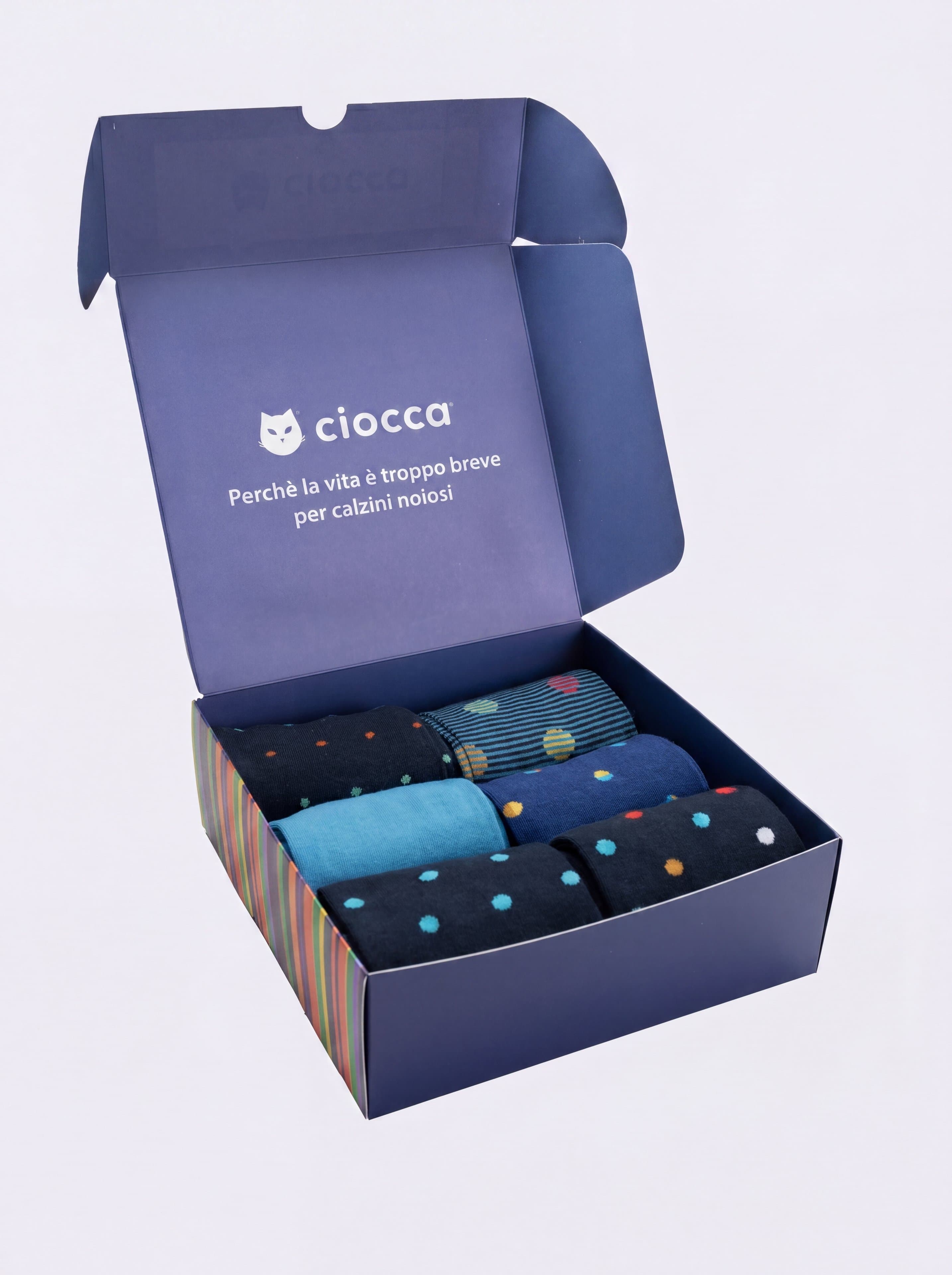 Gift box 6 Pairs Long Cotton Socks fun Polka dot Patterns - Image 2