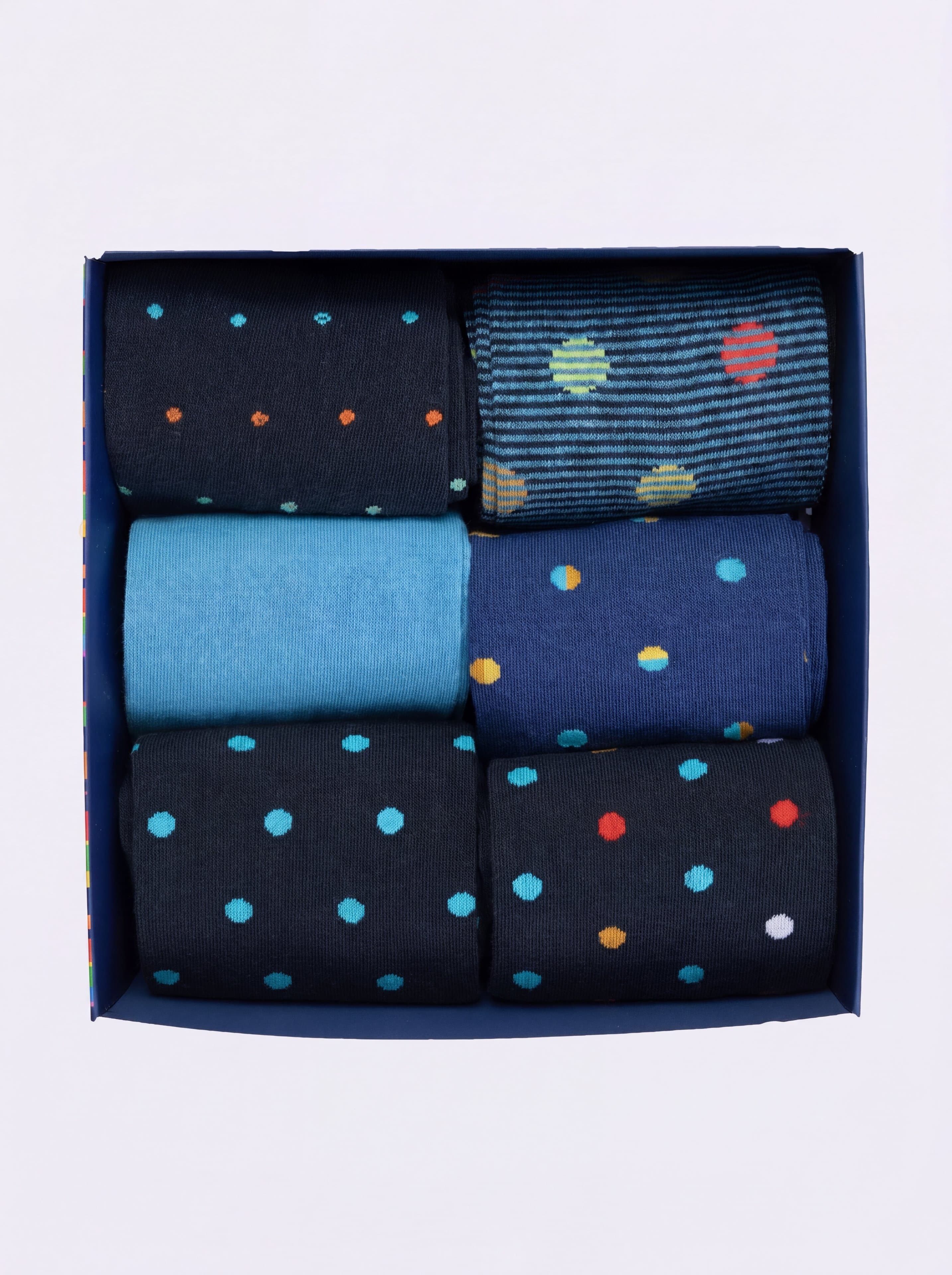 Gift box 6 Pairs Long Cotton Socks fun Polka dot Patterns - Image 3