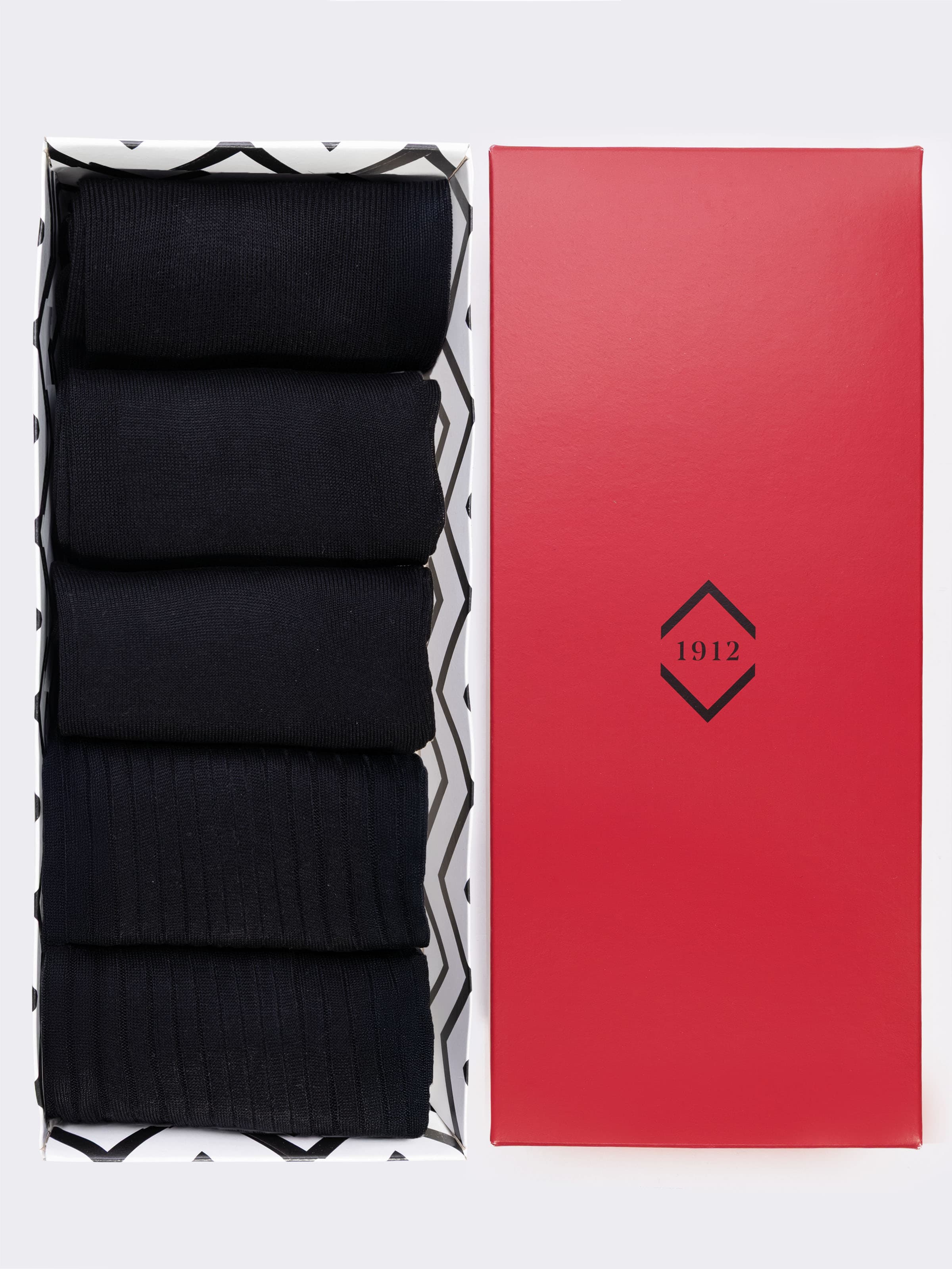 Geschenkbox 5 Paar klassische lange Herrensocken aus fil d'Écosse - Schwarz - Image 1