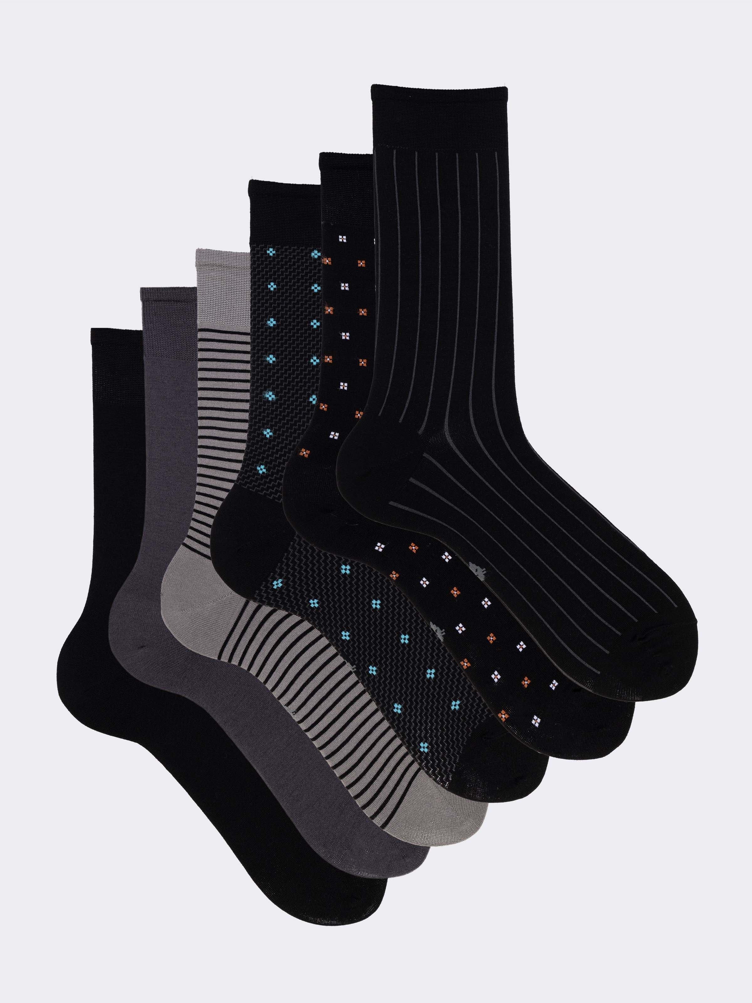 Gift box 6 Pairs Men's Short Patterned Cotton Socks - Image 1