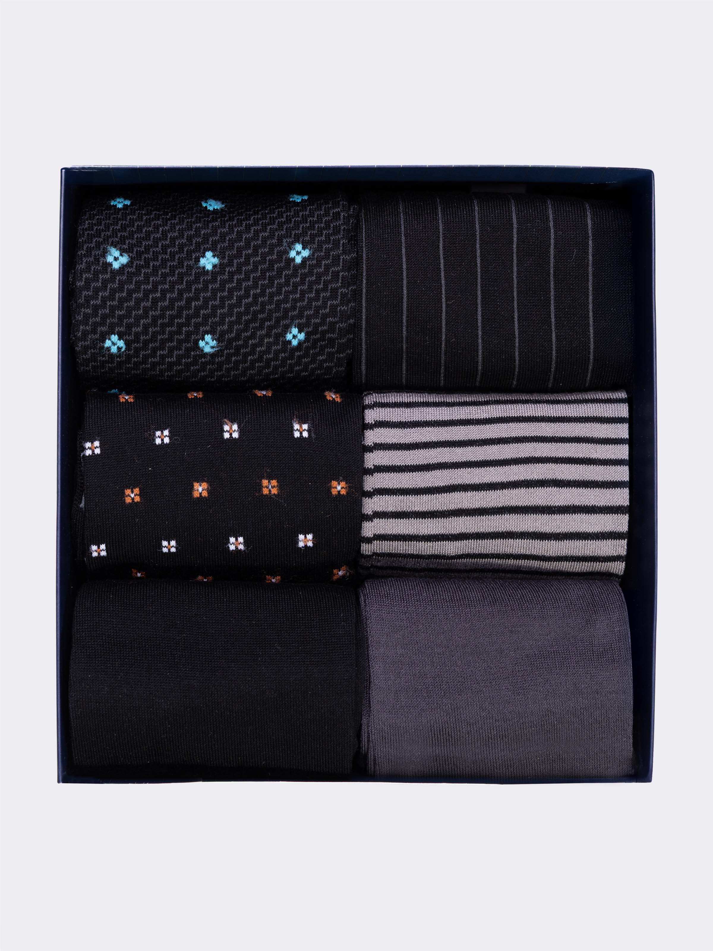 Gift box 6 Pairs Men's Short Patterned Cotton Socks - Image 2