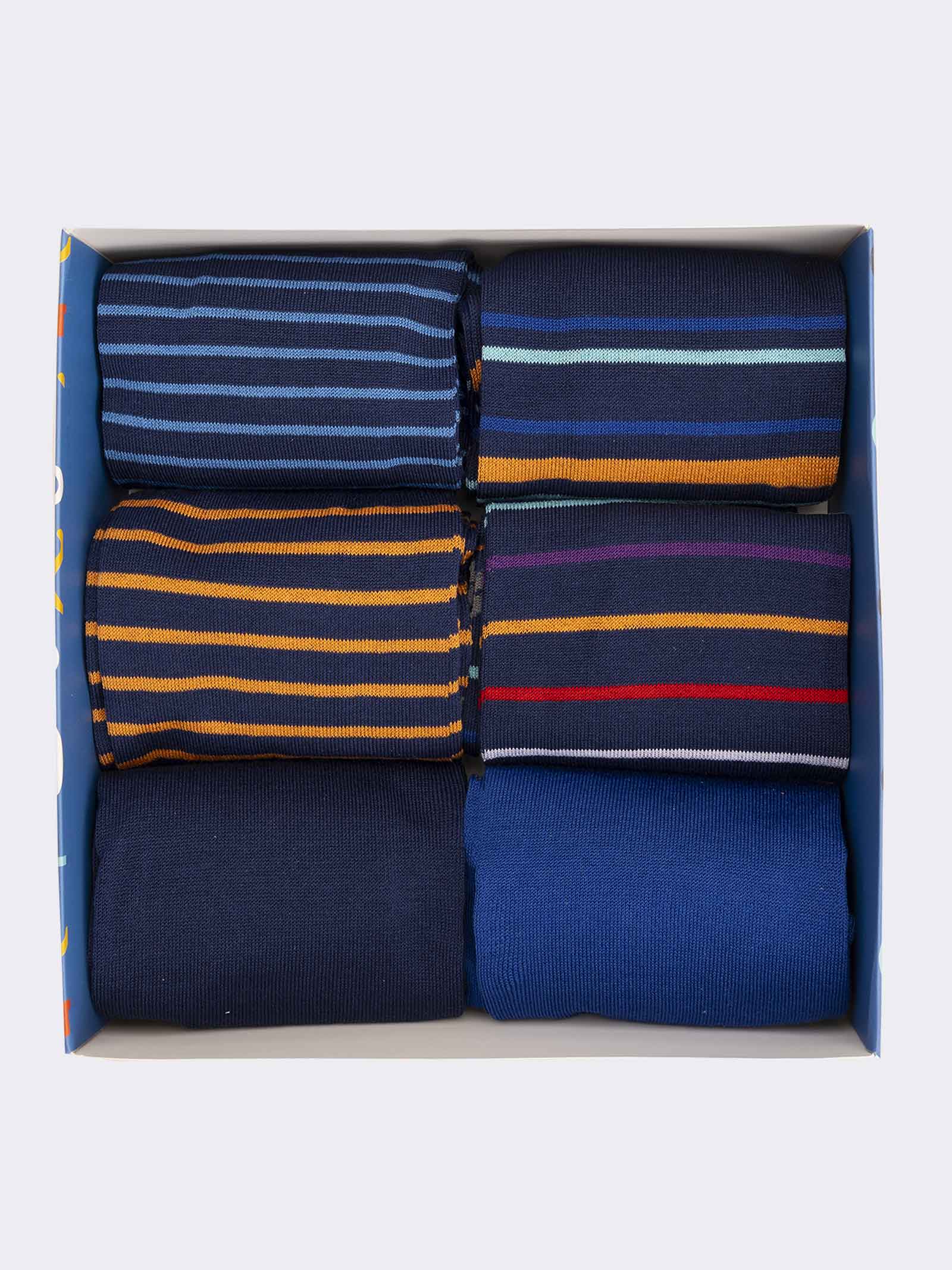 Geschenkbox mit 6 Paar Herren-Socken, Kurz, Muster mix Streifen, aus Frischer Baumwolle - Image 2