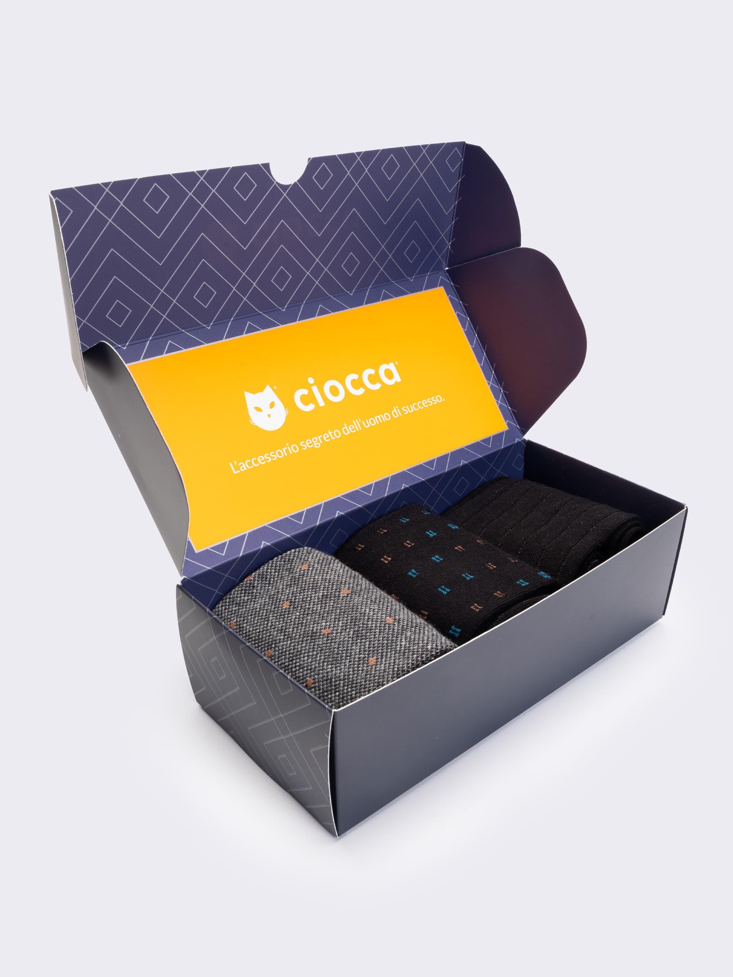 Geschenkbox 3 Paar Herrensocken mit Muster aus warmer Baumwolle - Image 2