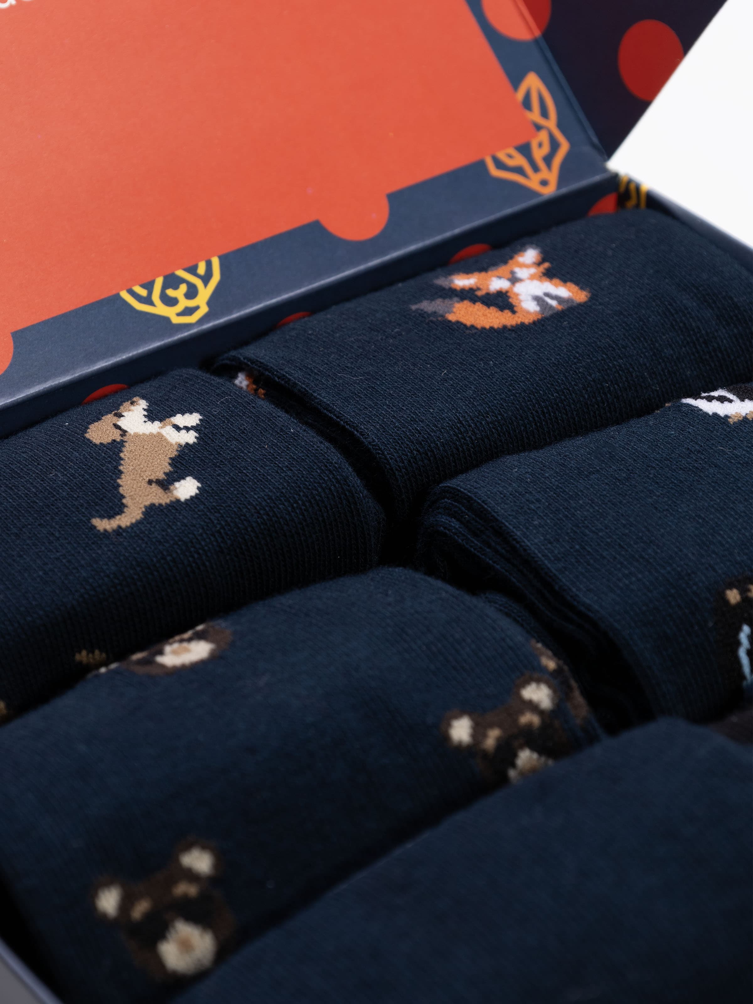 Men's Cotton Ankle Socks Gift Box, 6 Pairs with Animal Patterns - Image 4