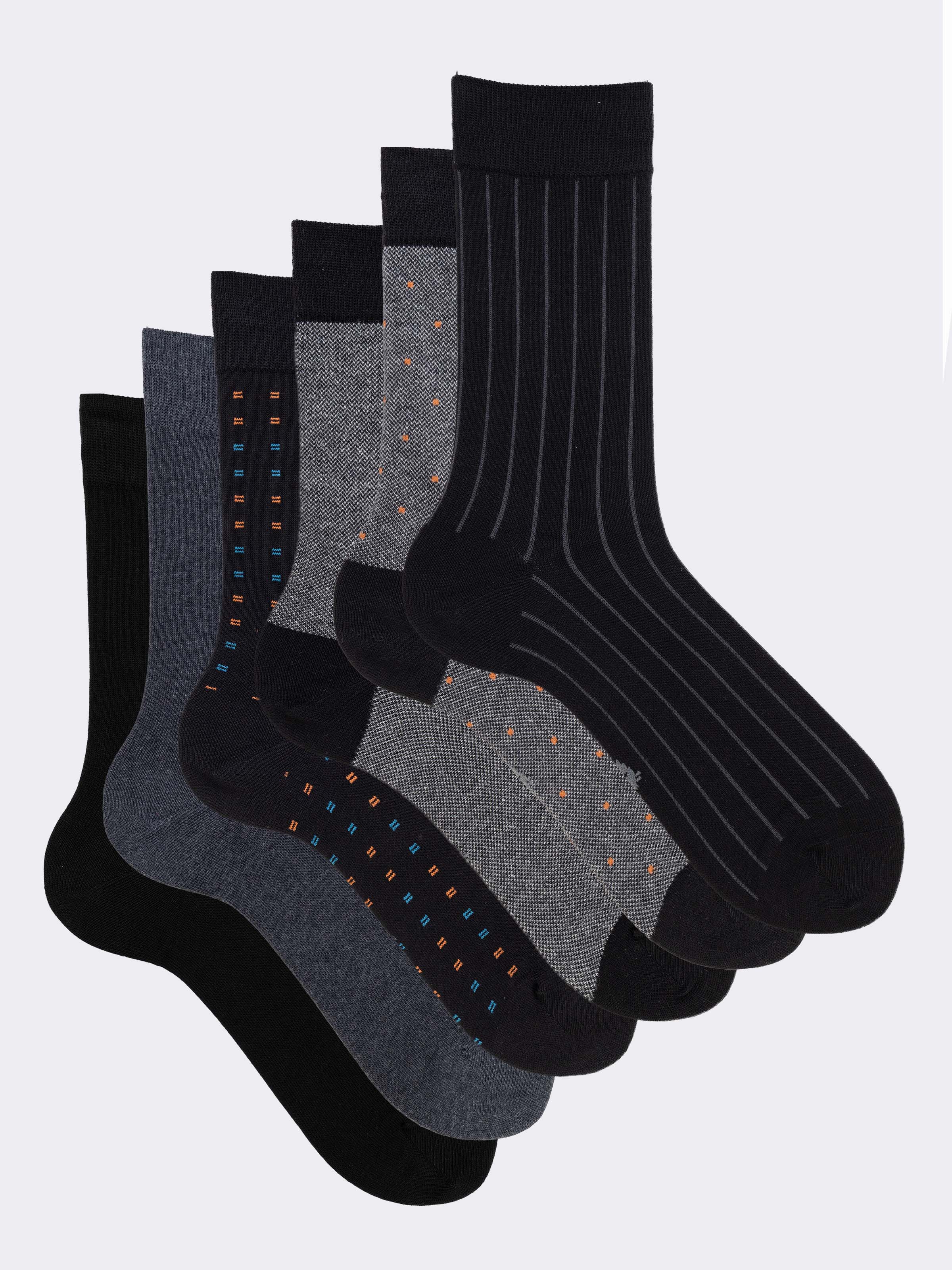Men's Cotton Ankle Socks Gift Box, 6 Pairs Classic Patterns - Image 1