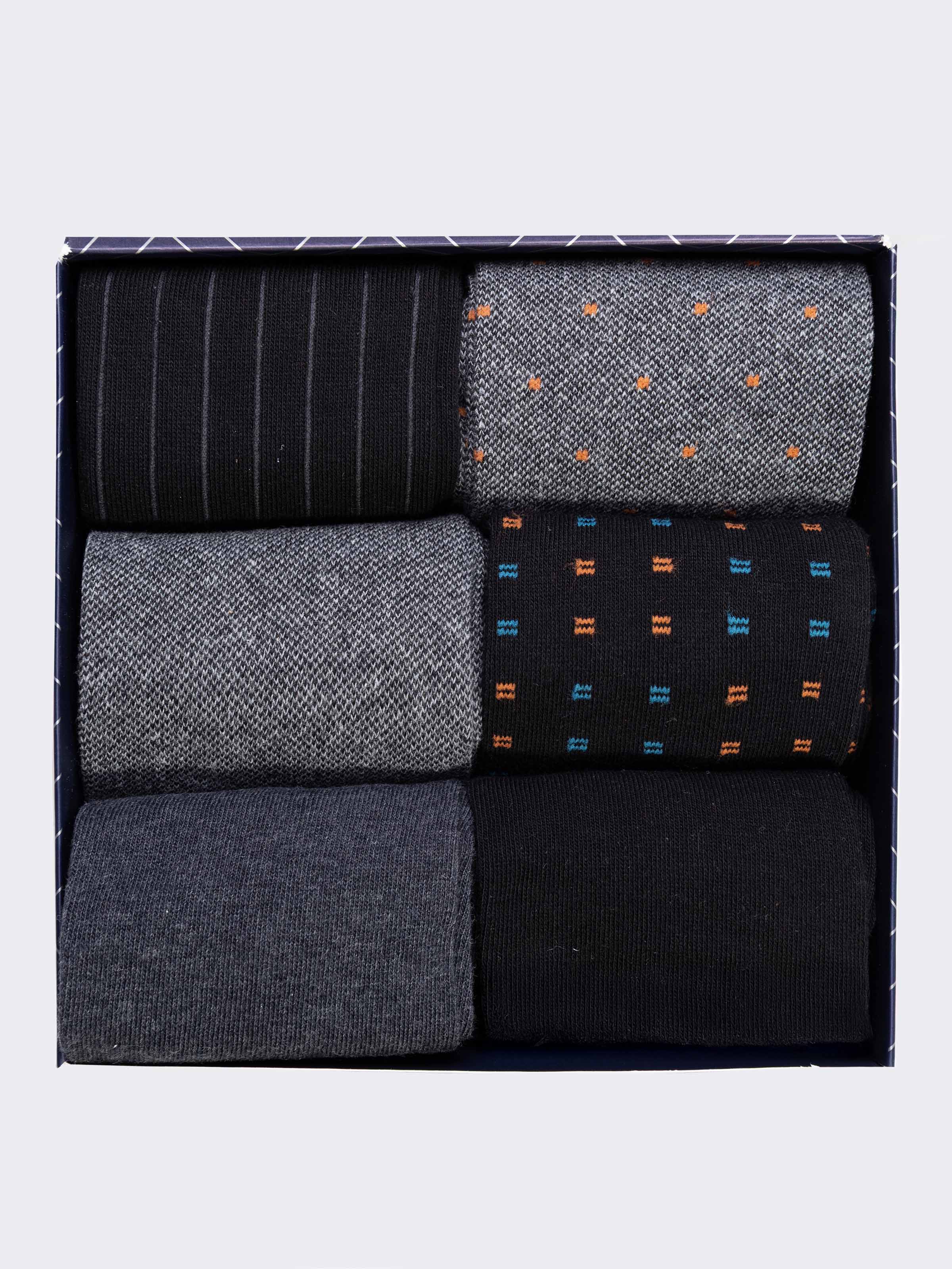 Men's Cotton Ankle Socks Gift Box, 6 Pairs Classic Patterns - Image 2