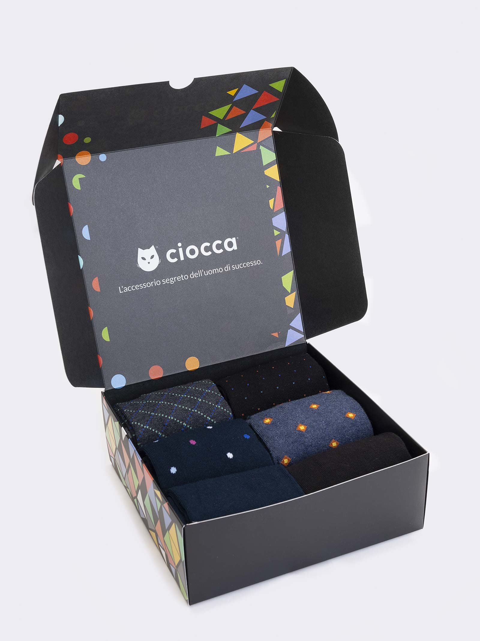 Gift box Men's Warm Cotton Short Socks, 6 Pairs Polka dot Pattern - Image 2