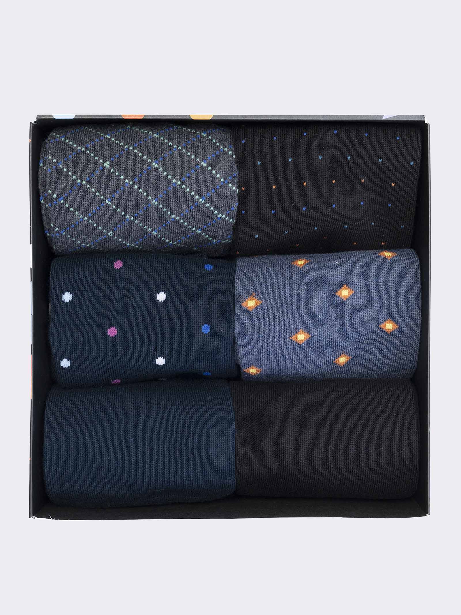 Gift box Men's Warm Cotton Short Socks, 6 Pairs Polka dot Pattern - Image 3