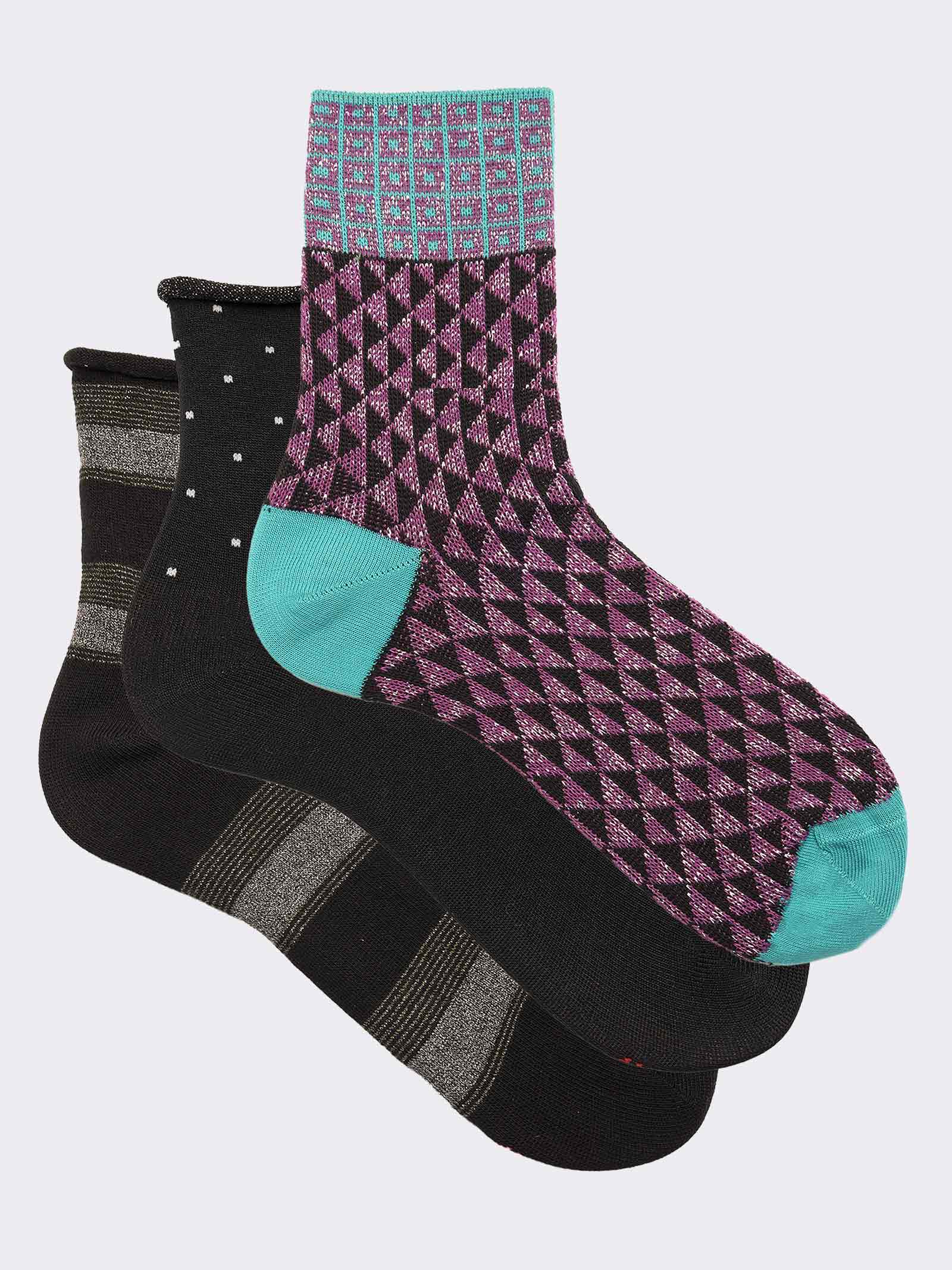 Geschenkpackung 3 Paar kurze warme Baumwollsocken für Frauen, mix Fantasy - Image 1
