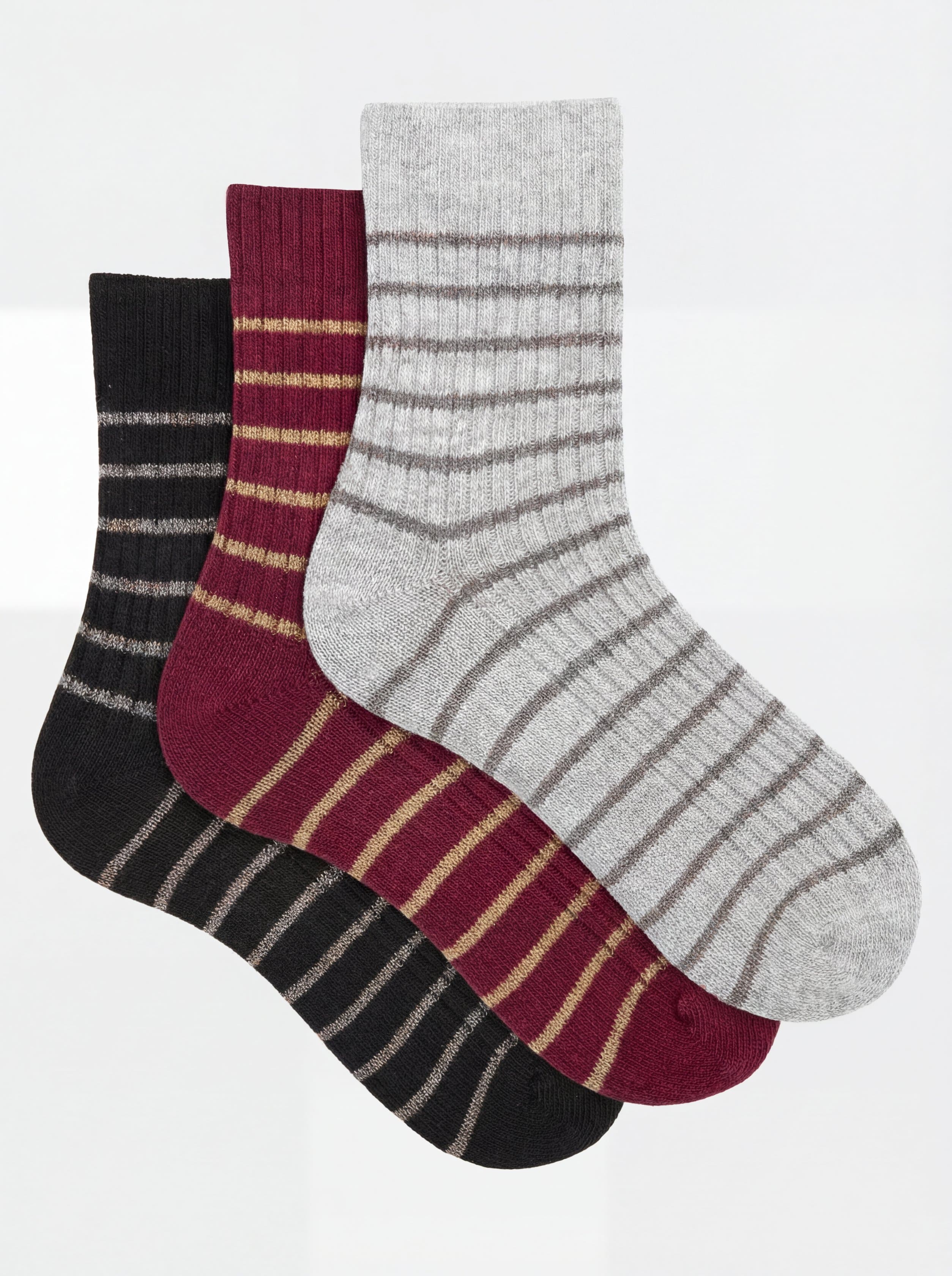 set of 3 pairs Women's striped Cashmere blend socks Made in Italy - Image 1