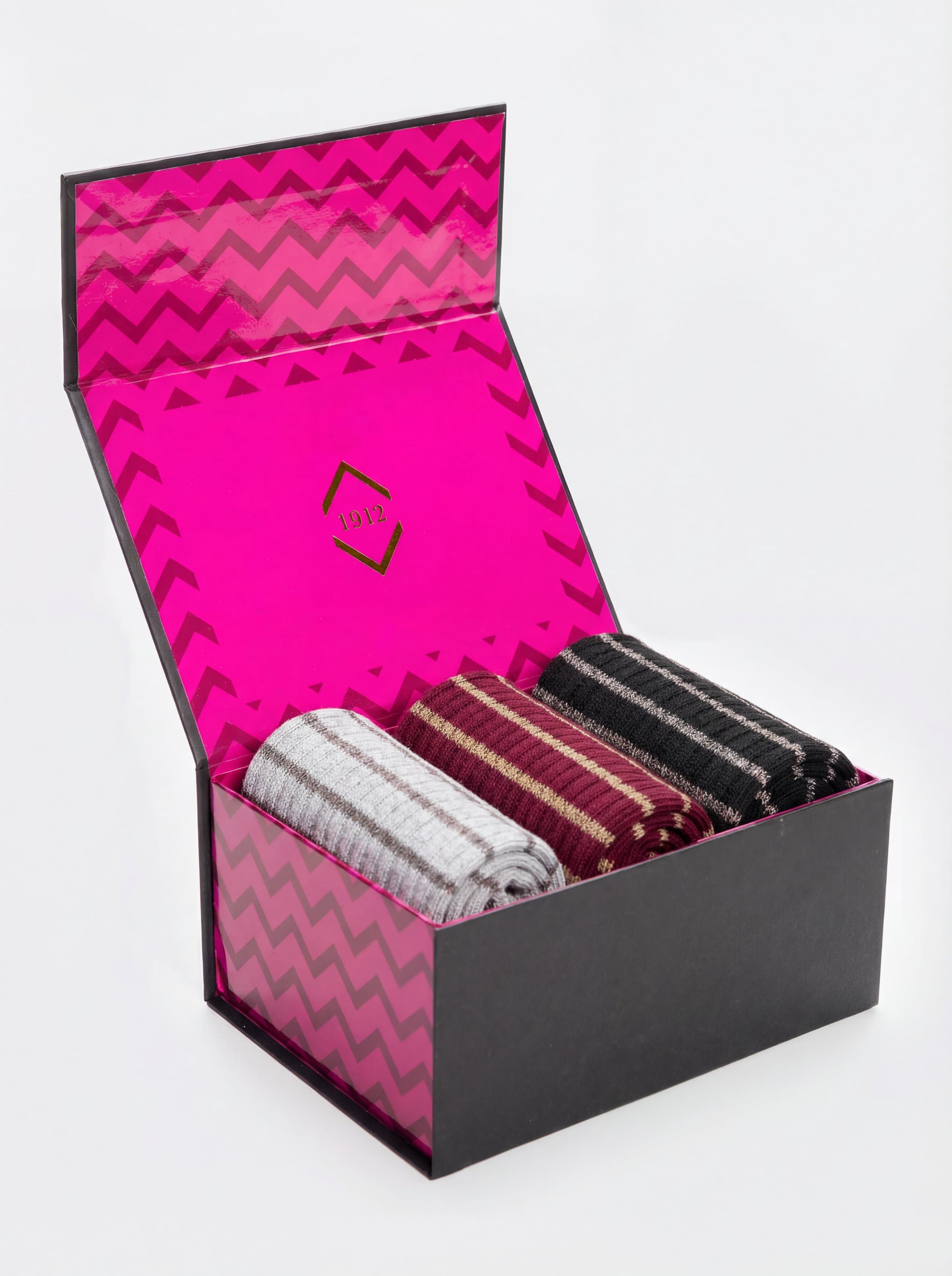 set of 3 pairs Women's striped Cashmere blend socks Made in Italy - Image 2