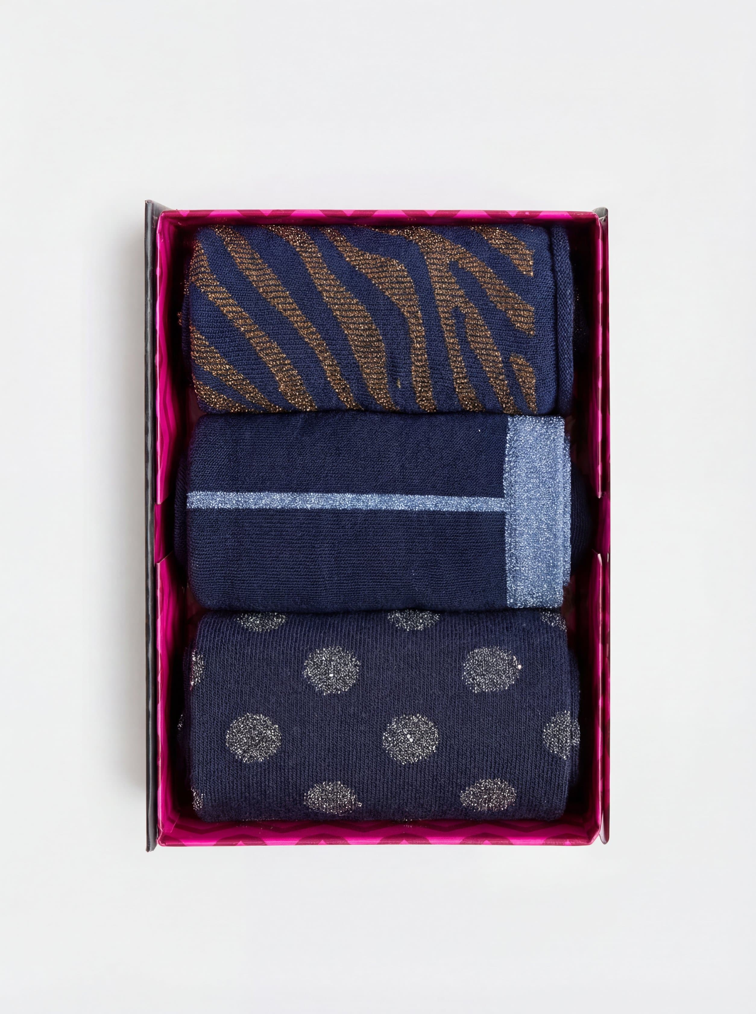 Women's 3-Pack Patterned Socks Made in Italy - Blue - Image 3