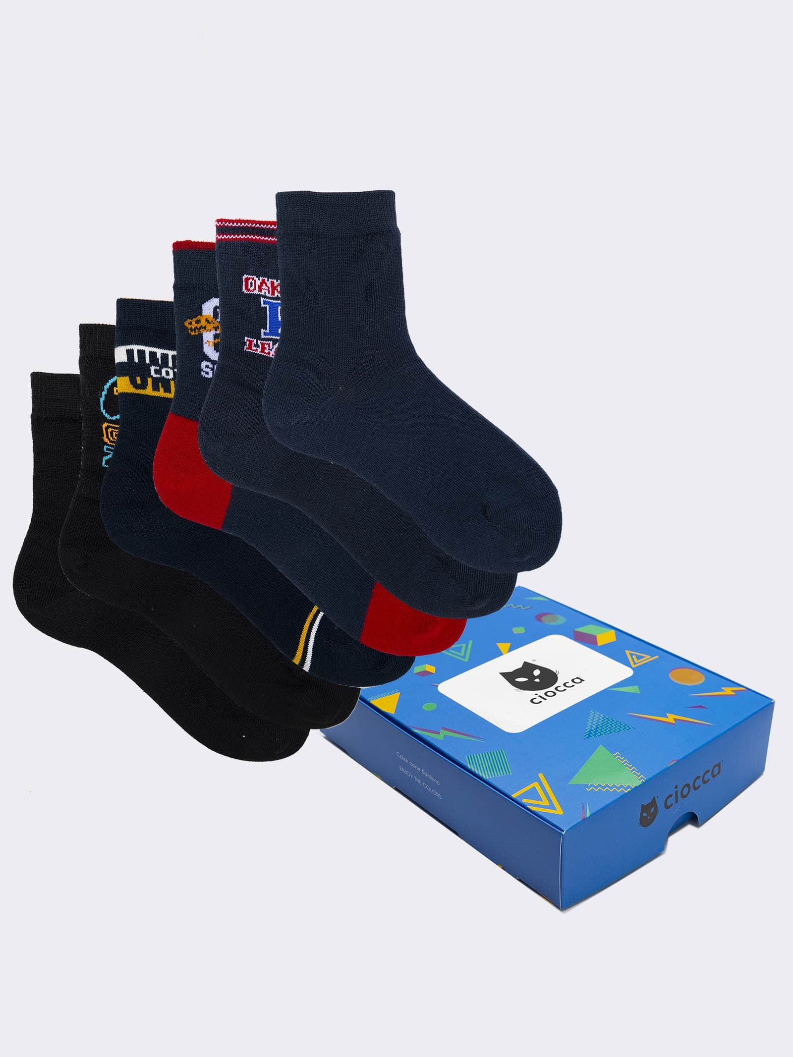 Caja Regalo 6 Pares Calcetines Niño Estampado mix en Algodón Cálido - Image 1