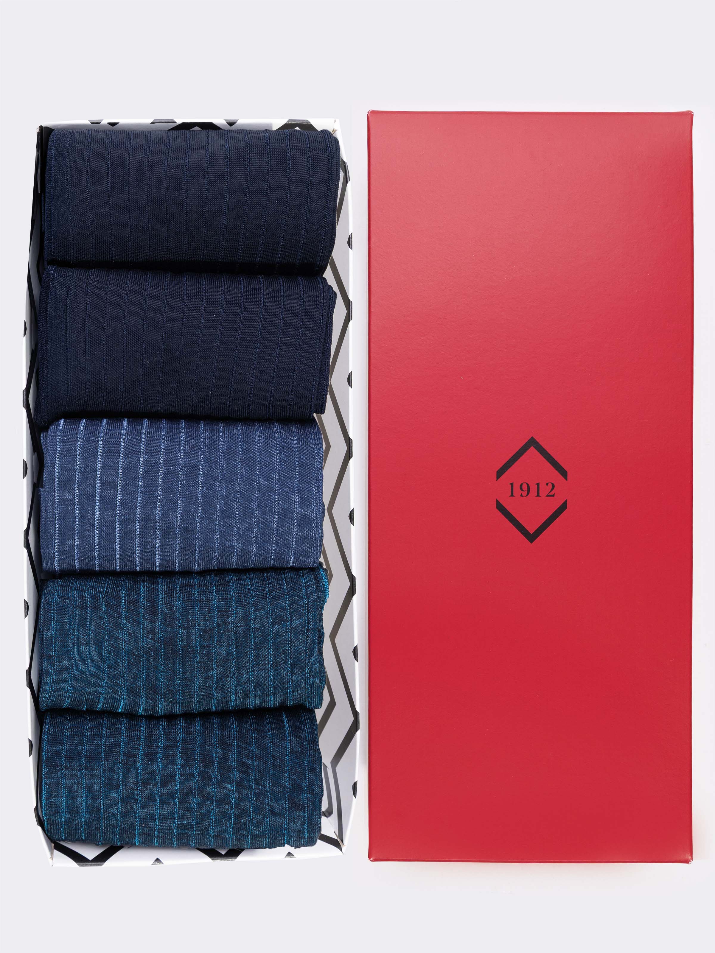 Geschenkbox 5 Paar Herren-Rippensocken Vanisè aus Schottischem Garn - Image 1