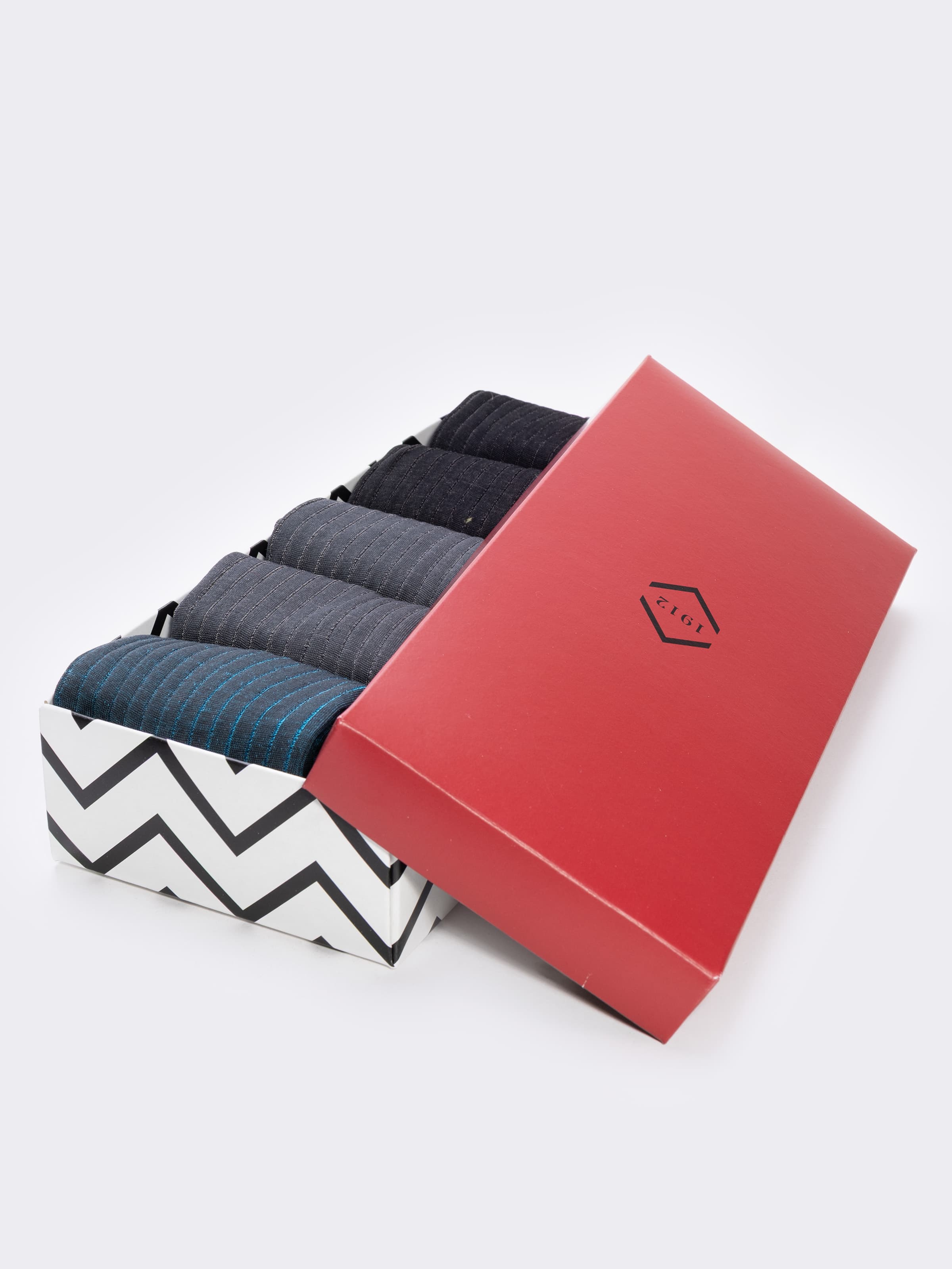 Geschenkbox 5 Paar Herren-Rippensocken Vanisè aus fil d'Écosse - Image 2
