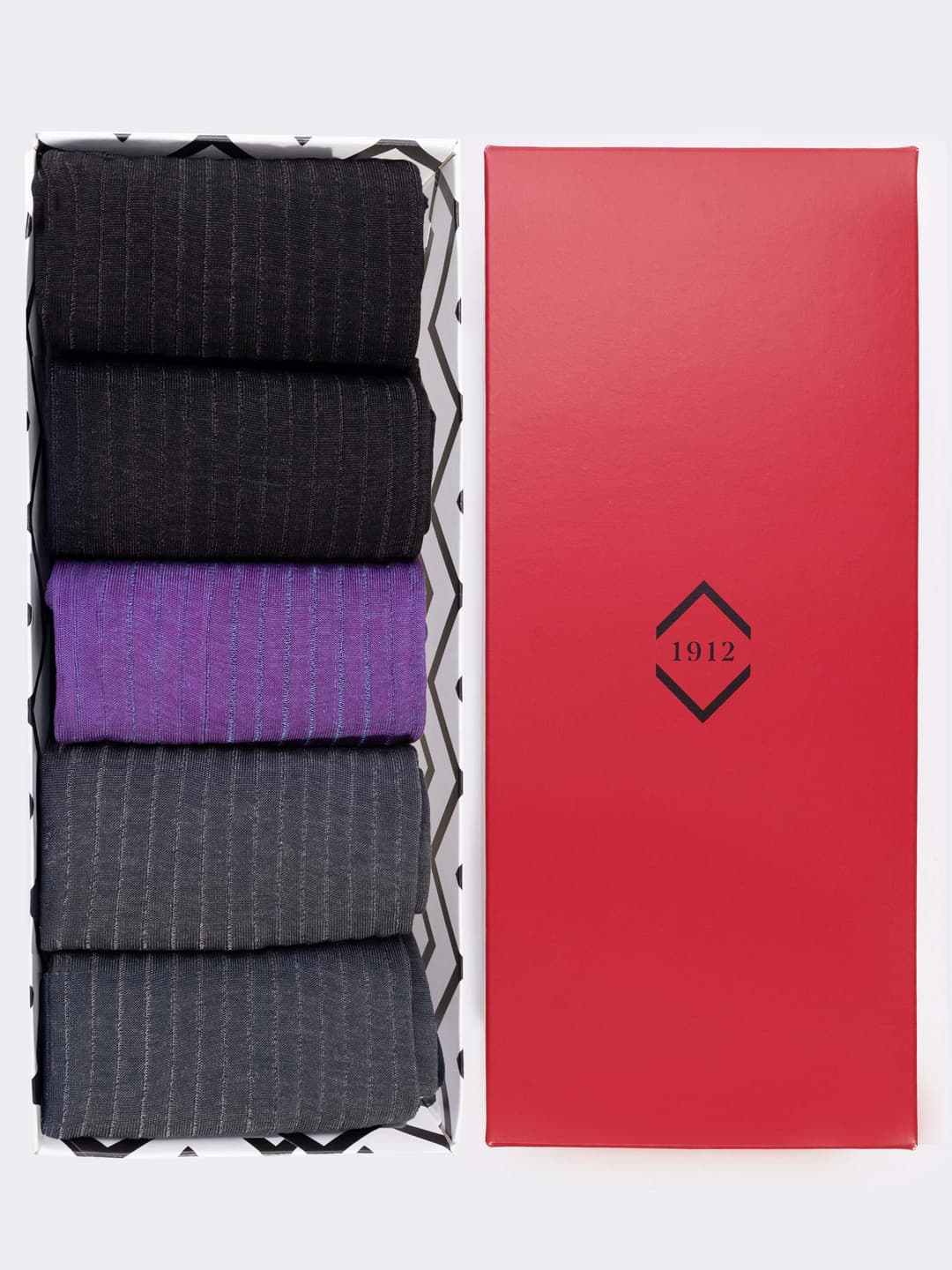 Scatola regalo 5 paia calze uomo a costa Vanisè in Filo di Scozia