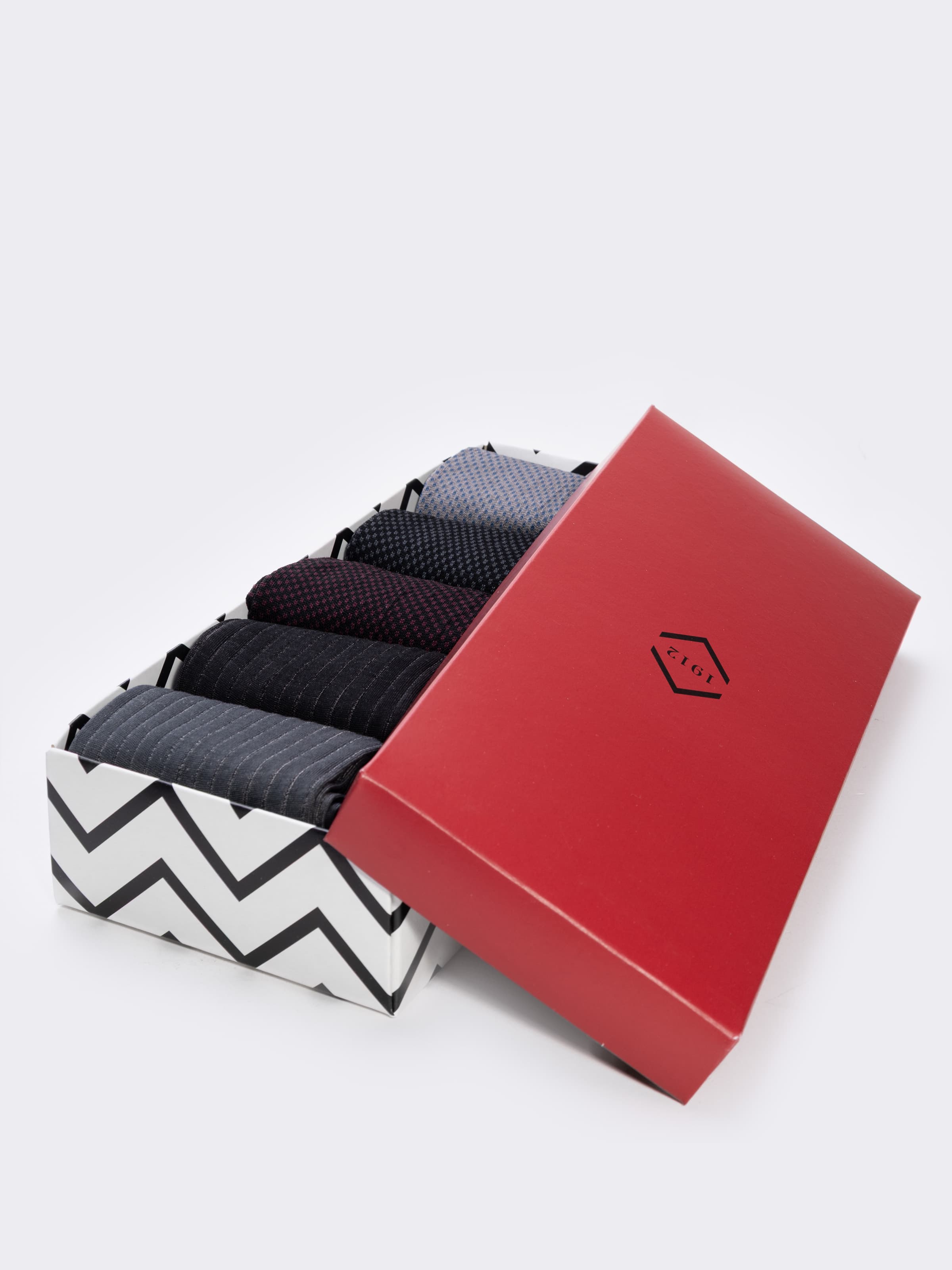 Geschenkbox 5 Paar Herrensocken Luxury-Muster und Vanisè aus fil d'Ecosse - Image 2