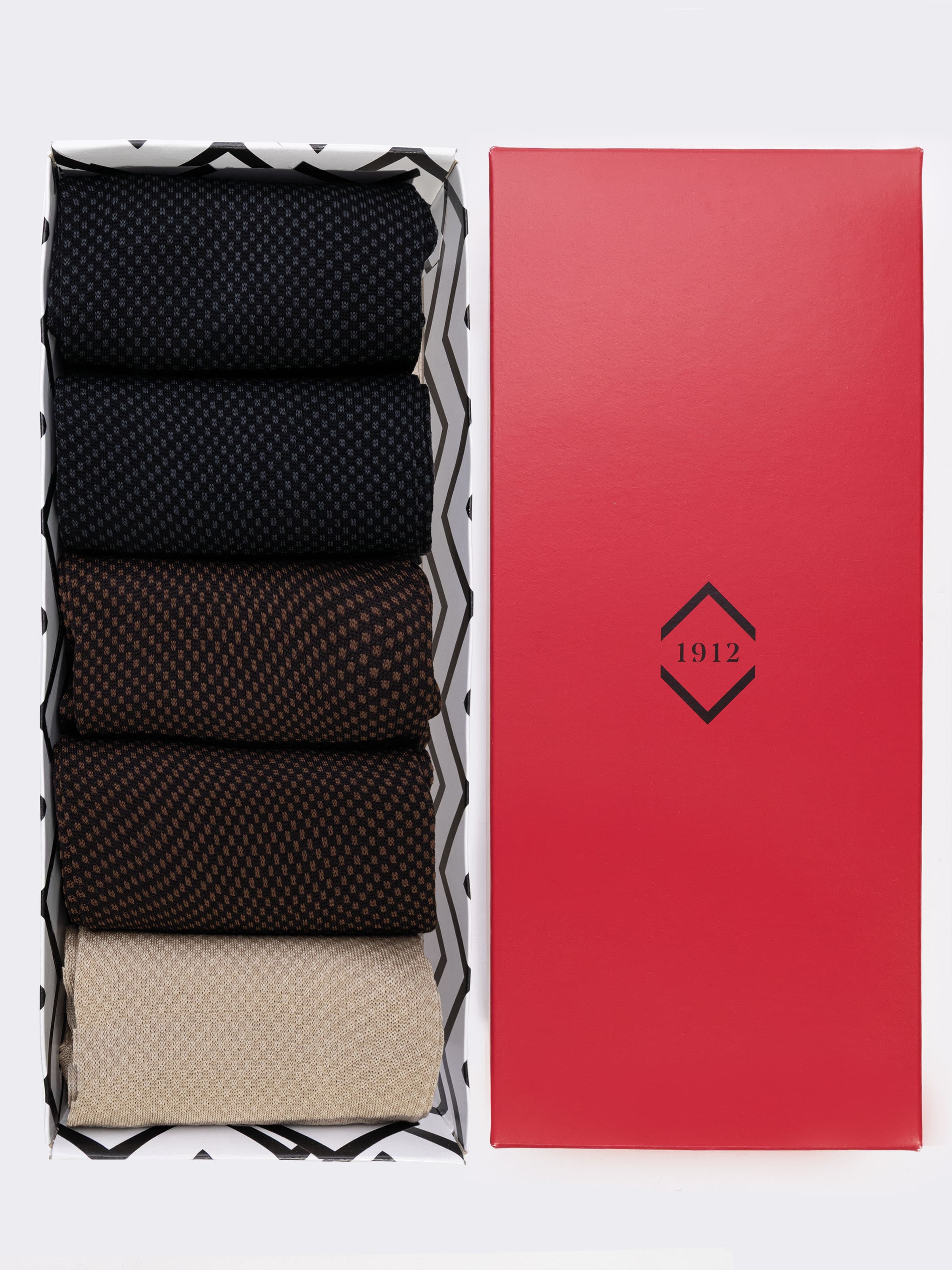 Geschenkbox 5 Paar Herren Fantasie Luxury Socken aus fil d'Écosse - Image 1