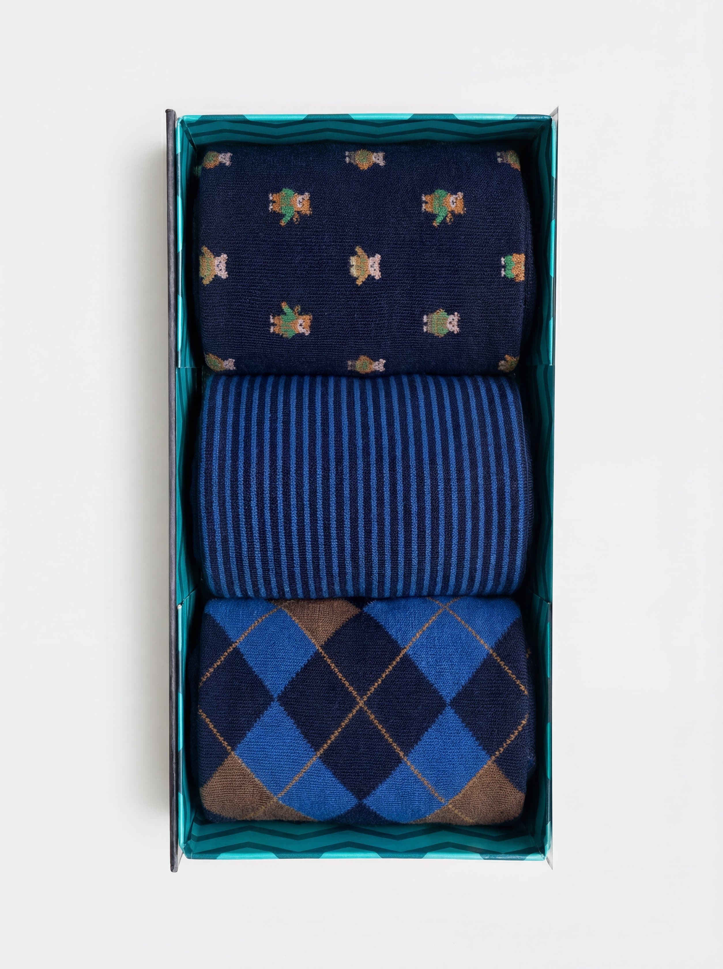 Gift box 3 Pairs Patterned Warm Cotton Socks - Made in Italy - Image 2