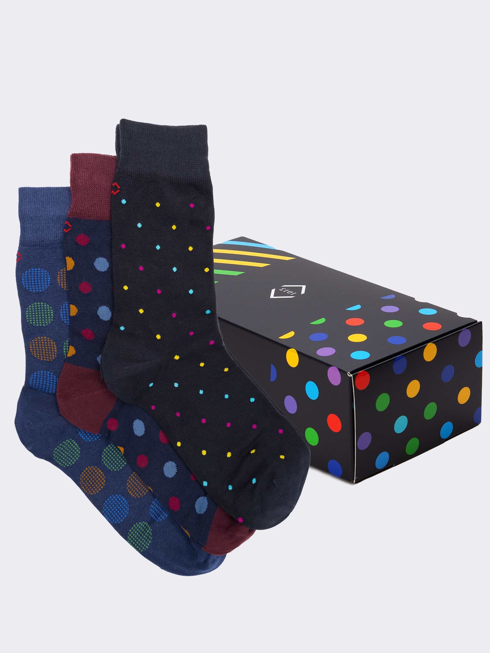 Geschenkpackung 3 Paar kurze Socken mit Polka-Dot-Muster für Männer - Geschenkidee Made in Italy - Image 1