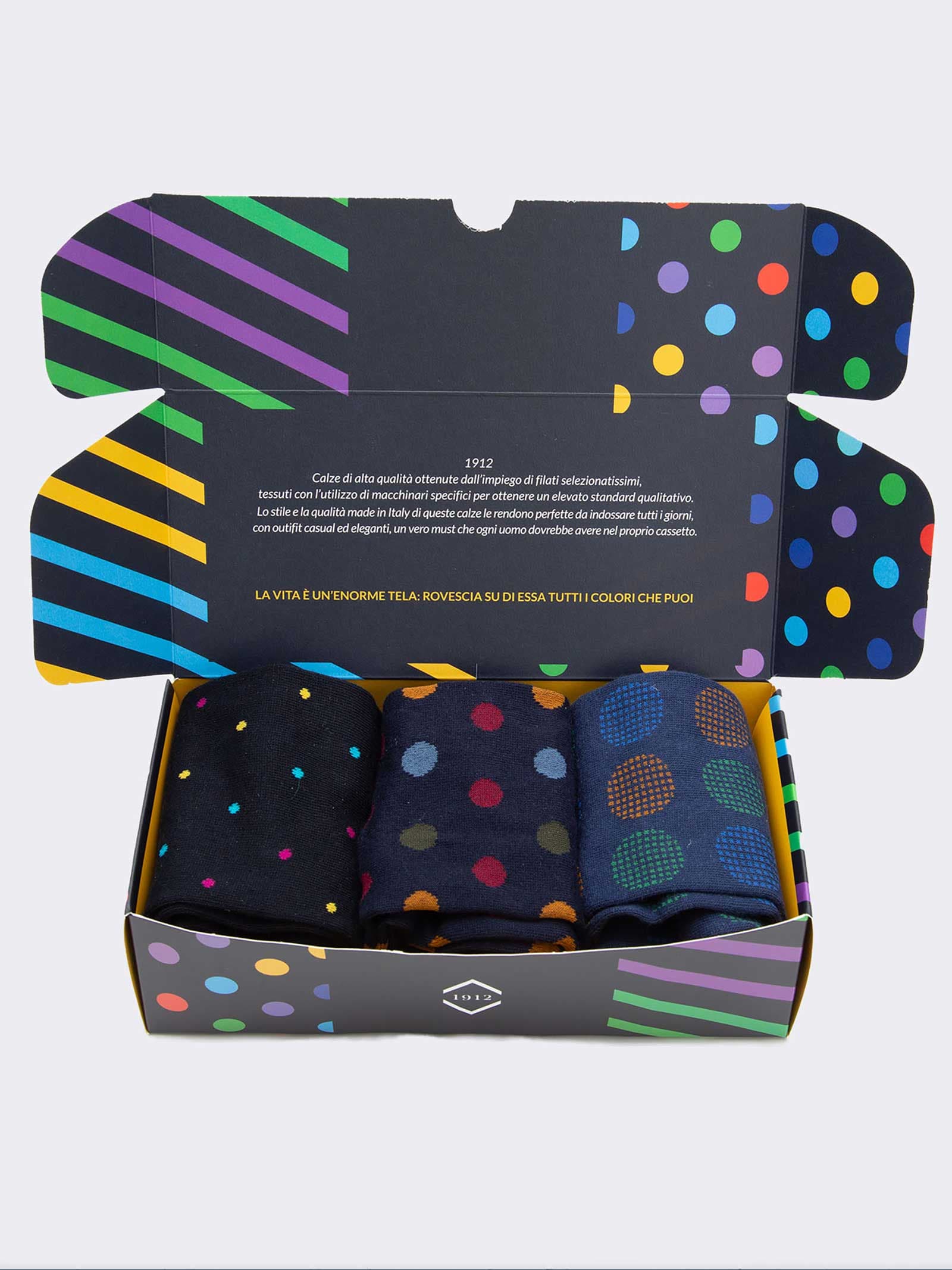 Geschenkpackung 3 Paar kurze Socken mit Polka-Dot-Muster für Männer - Geschenkidee Made in Italy - Image 2